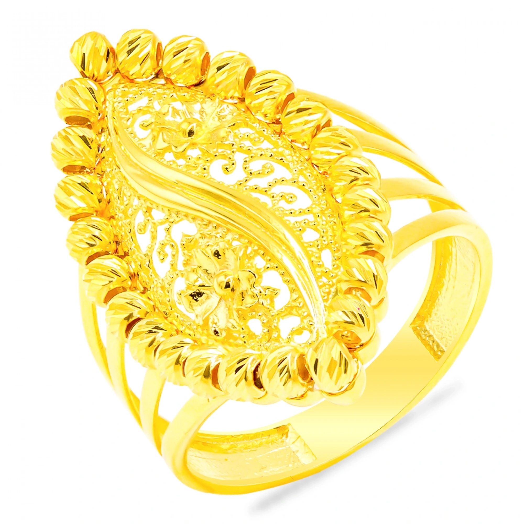 İşlemeli Dorika Hint 14 Ayar Altın Yüzük