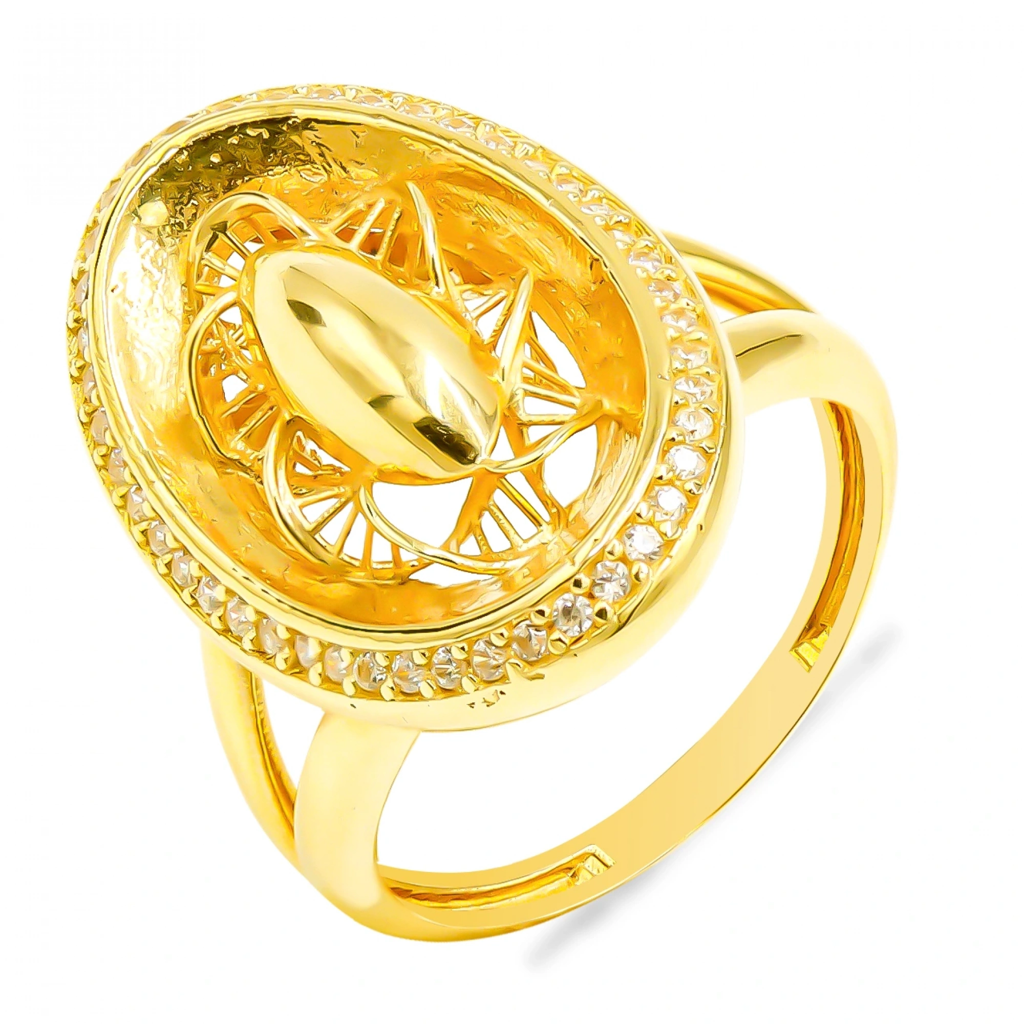 Taşlı Oval 14 Ayar Altın Yüzük