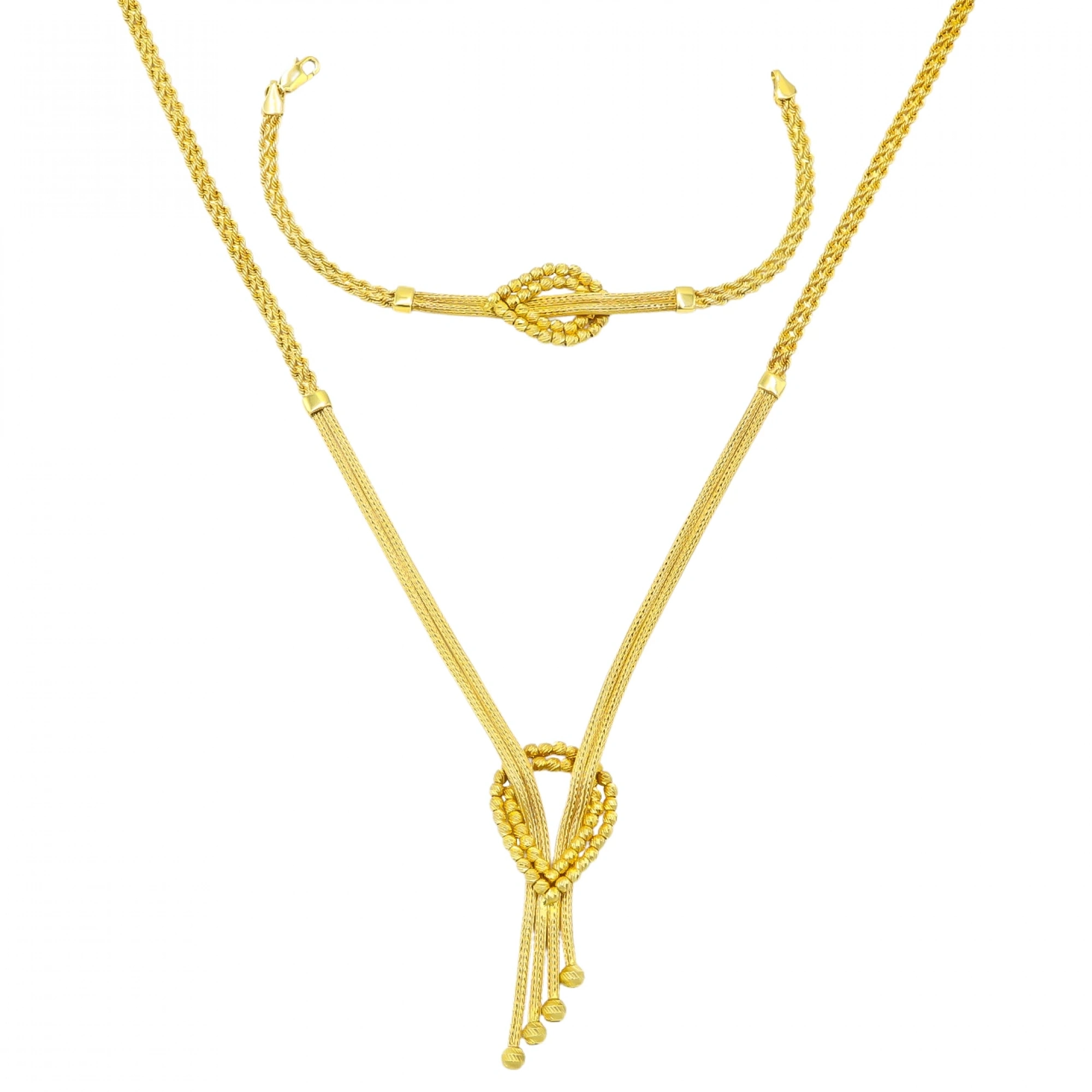 Dorikalı Örgü 8 Ayar İkili Altın Set