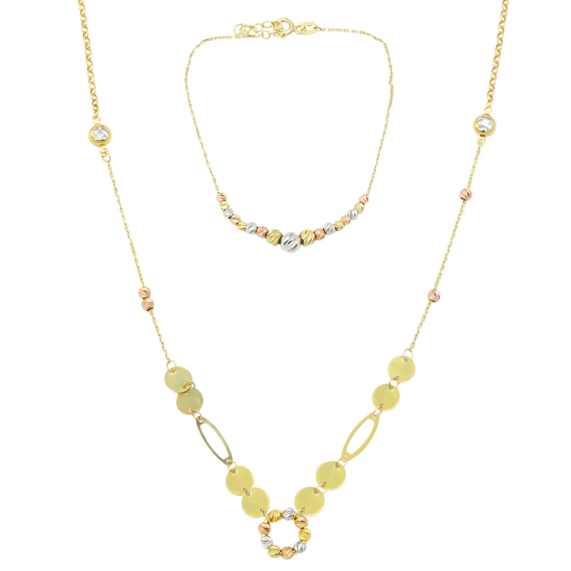 Dorikalı Plakalı 14 Ayar İkili Altın Set