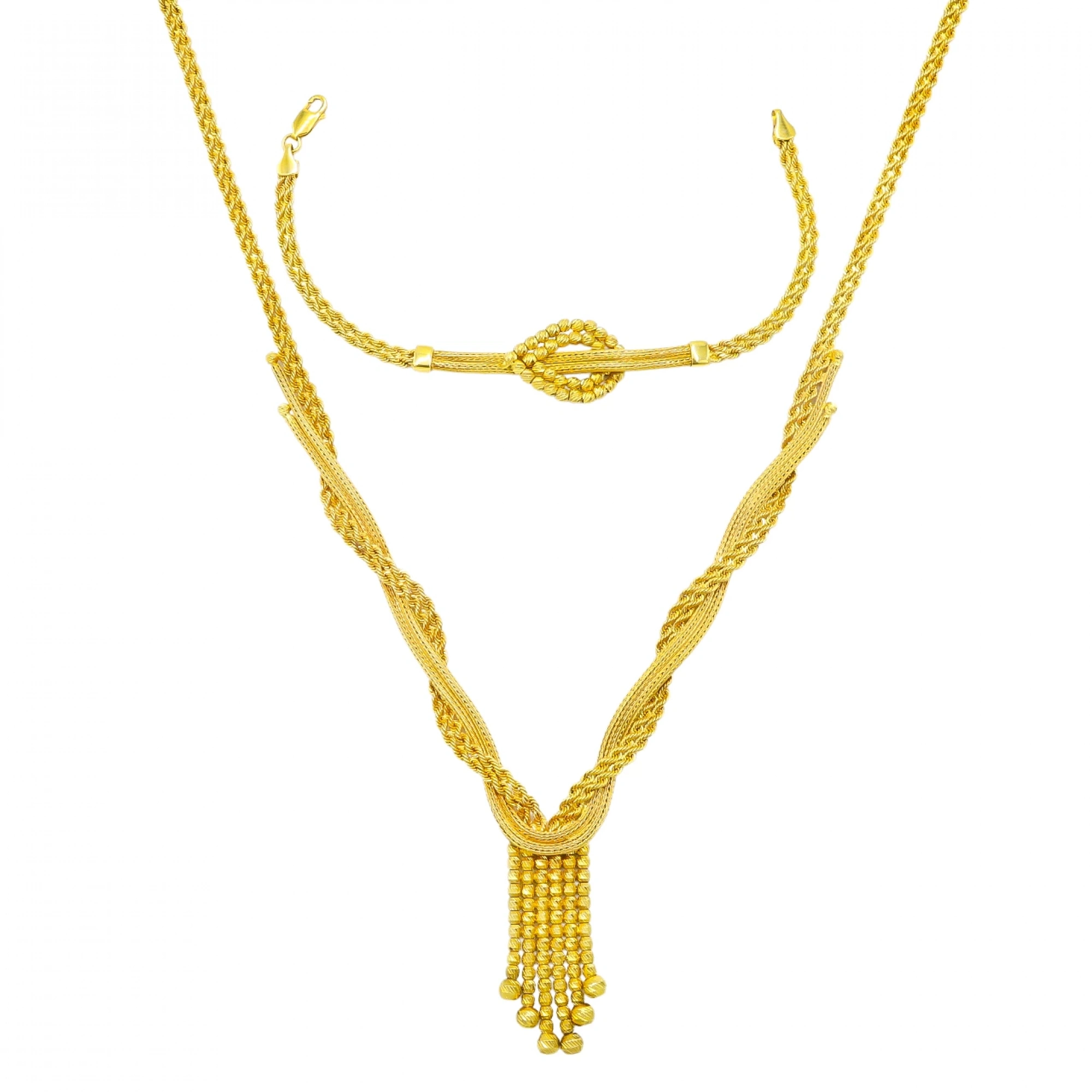 Dorikalı Sarmal Örgü 8 Ayar İkili Altın Set