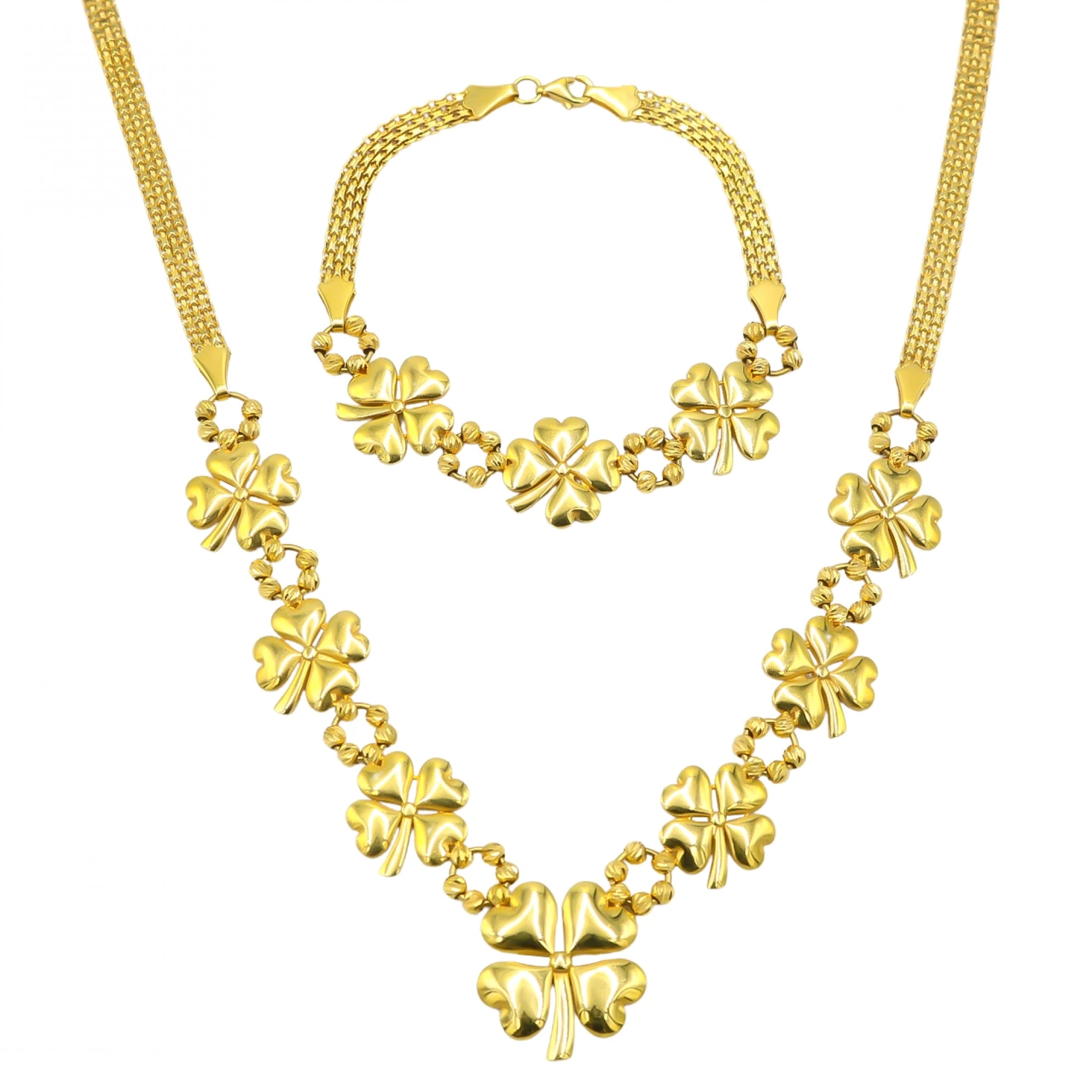 Dört Yapraklı Yonca 22 Ayar Altın Set