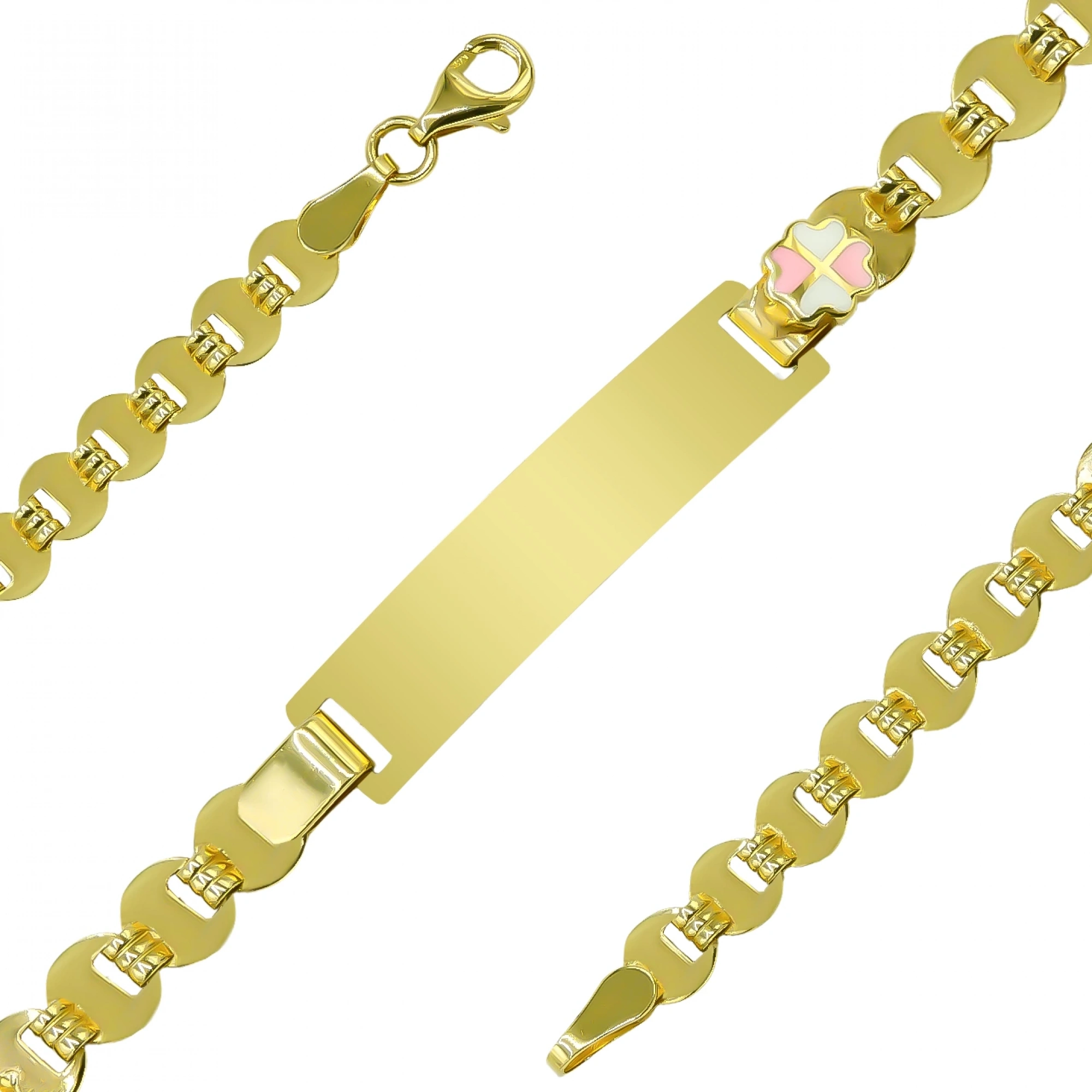 Dört Yoncalı Plakalı 14 Ayar Altın Çocuk Künyesi