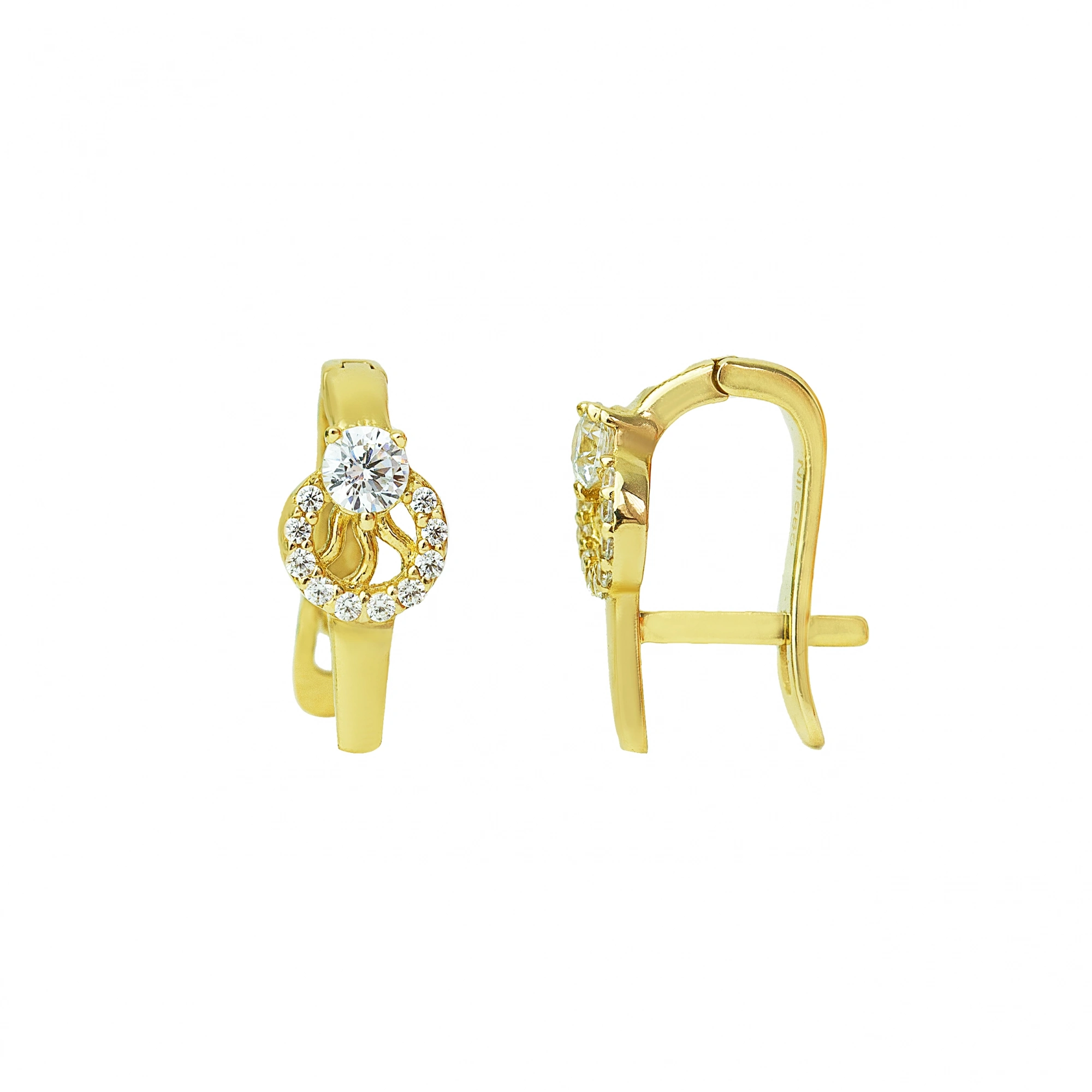 Tektaş Halka 14 Ayar Klipsli Altın Küpe