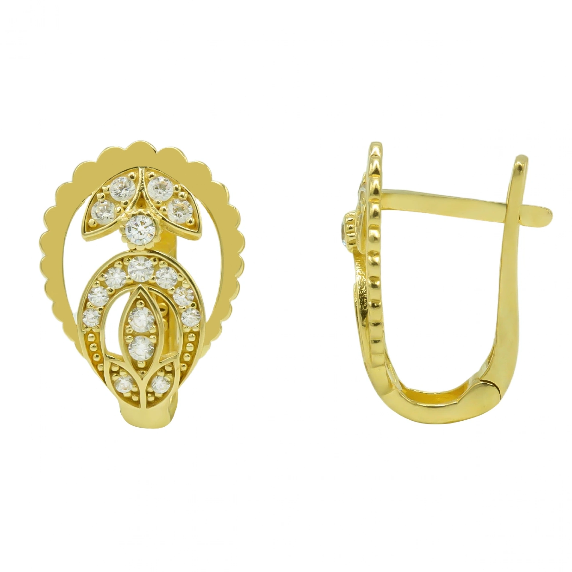 Fantezi Model 14 Ayar Klipsli Altın Küpe