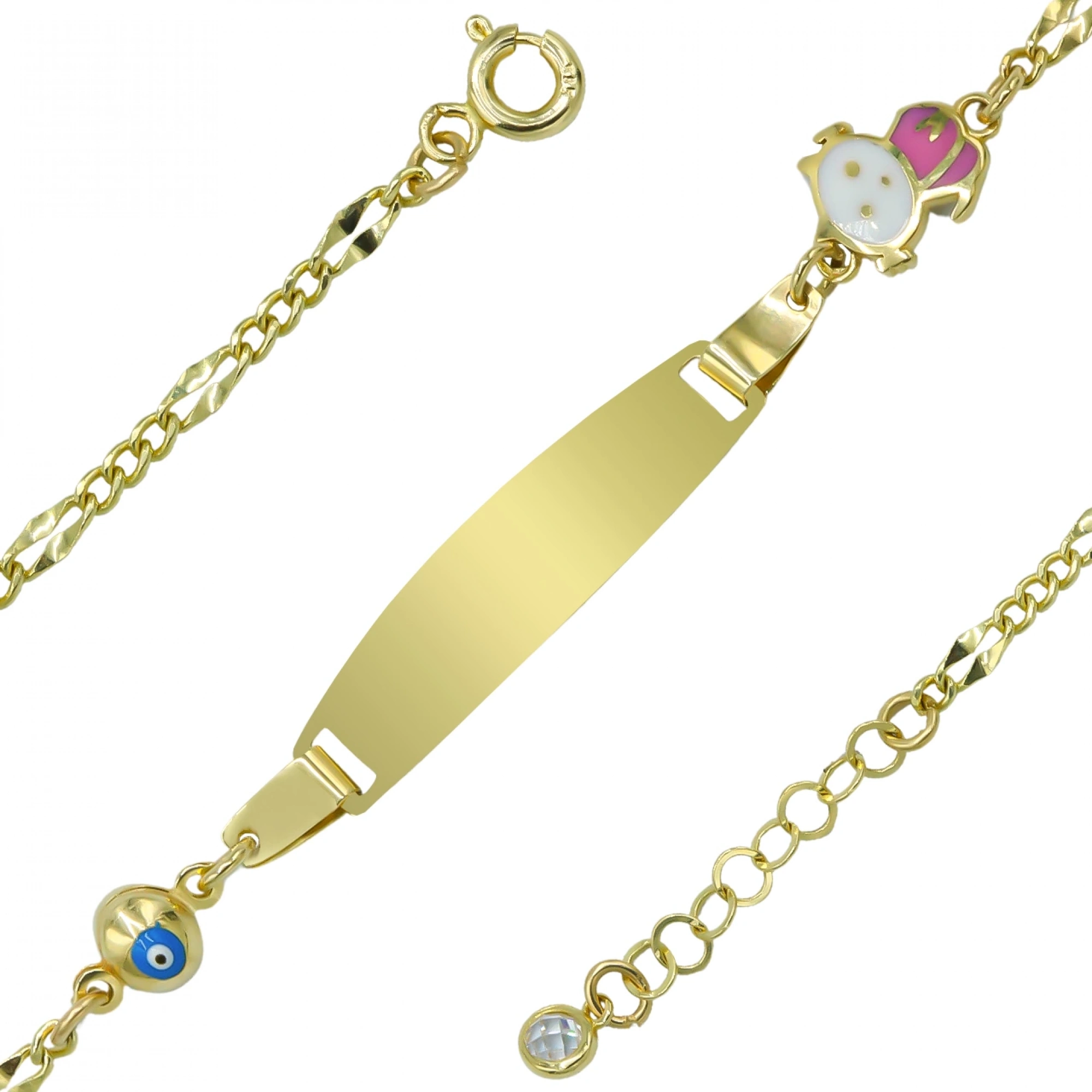 Göz Boncuklu 14 Ayar Altın Çocuk Künyesi