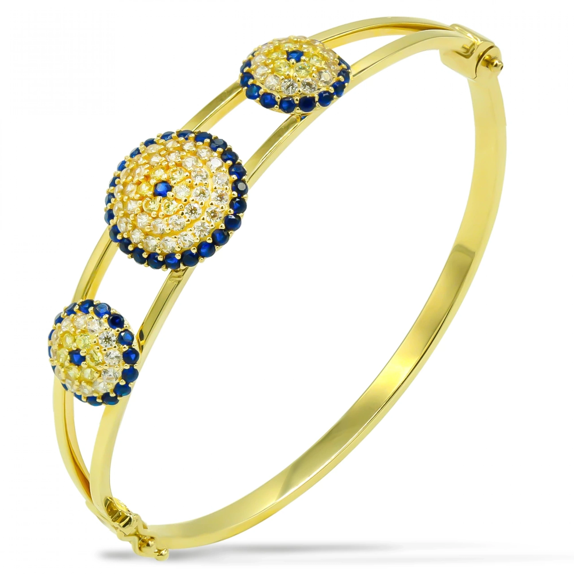 Göz Boncuklu  14 Ayar Kelepçe Bilezik