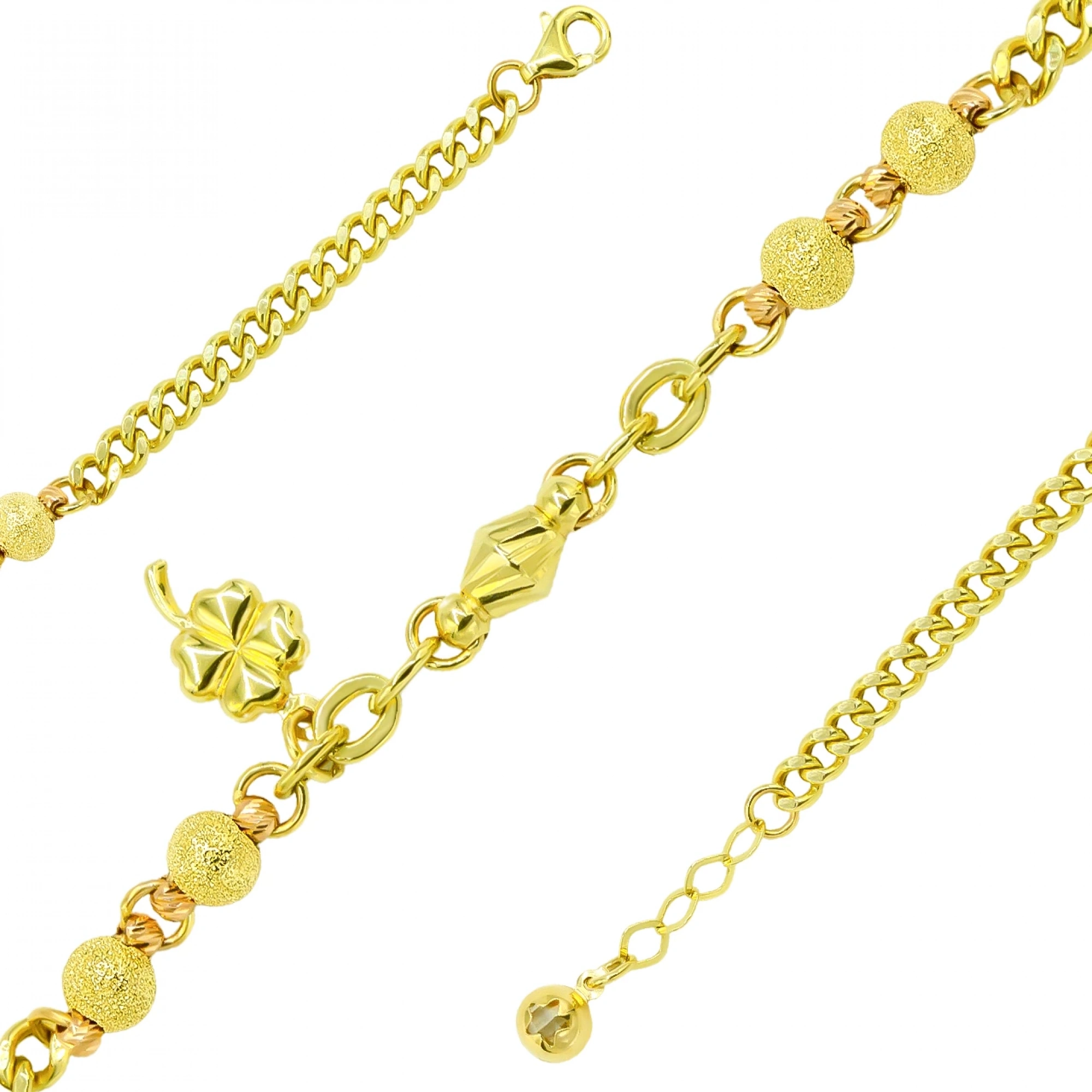 Gurmet Zincir Yonca 14 Ayar Altın Bileklik