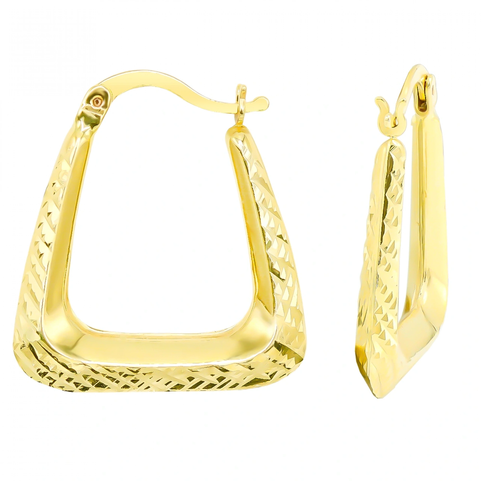 Asimetrik 14 Ayar Halka Altın Küpe