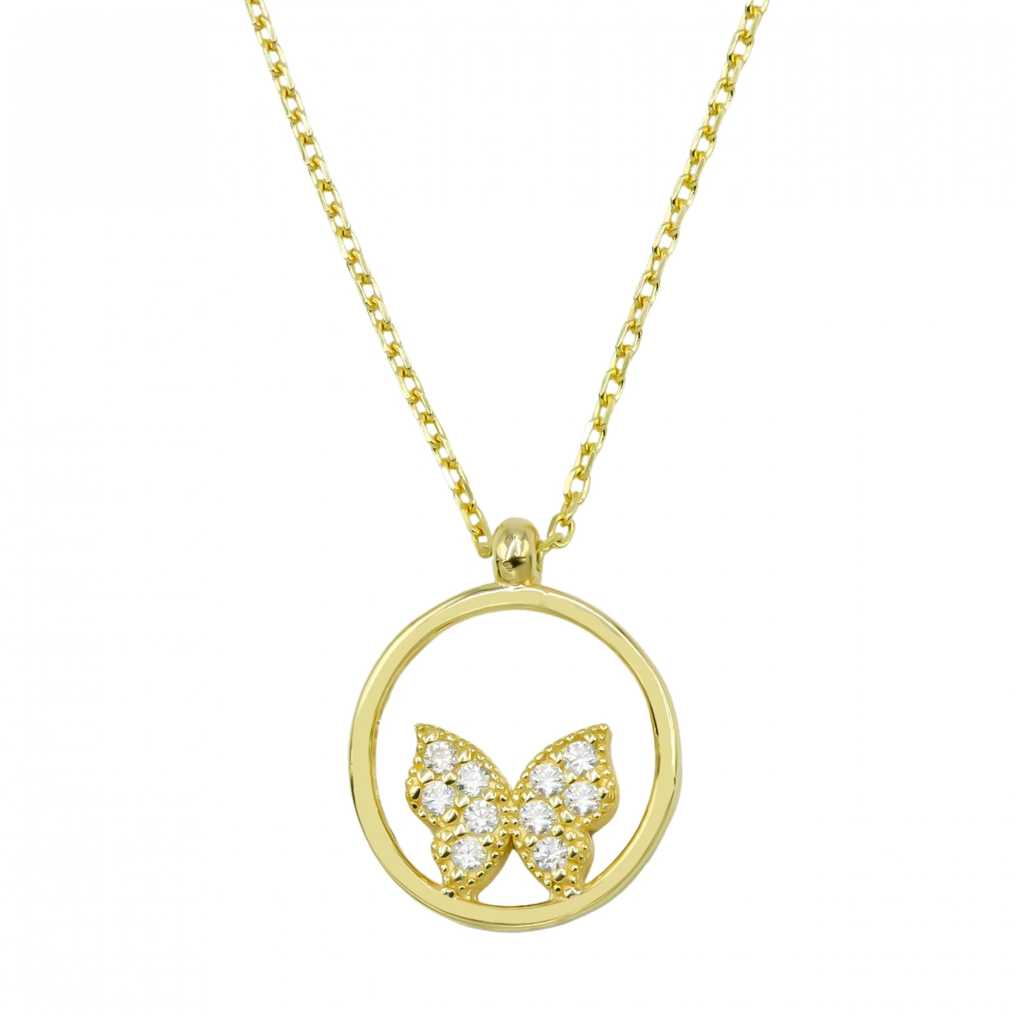 Halka Kelebek 8 Ayar Altın Kolye