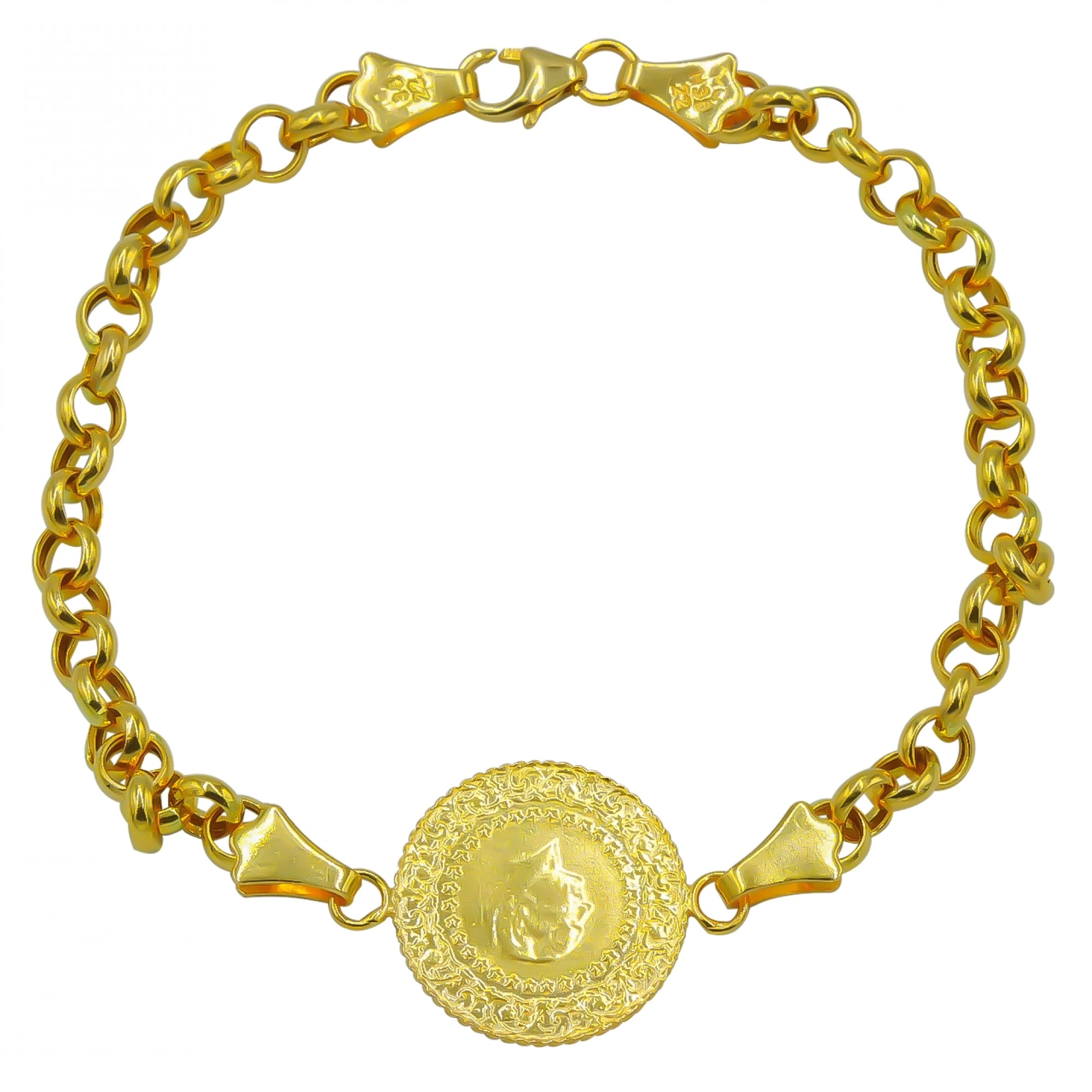 Halka Zincirli 22 Ayar Altın Çeyrekli Bileklik