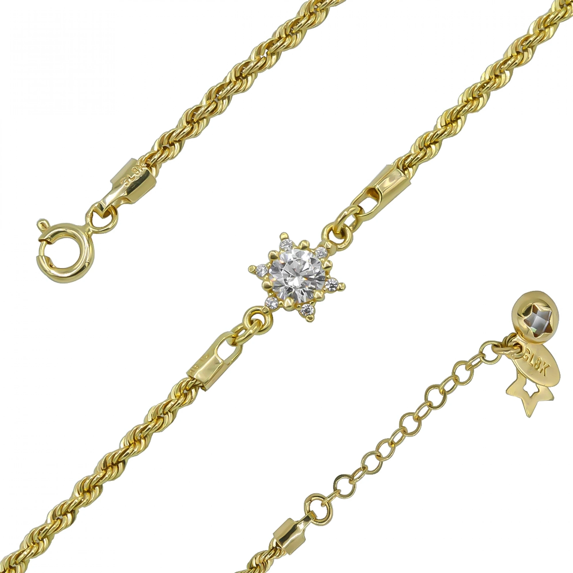 Hanımeli Tektaşlı 8 Ayar Altın Bileklik