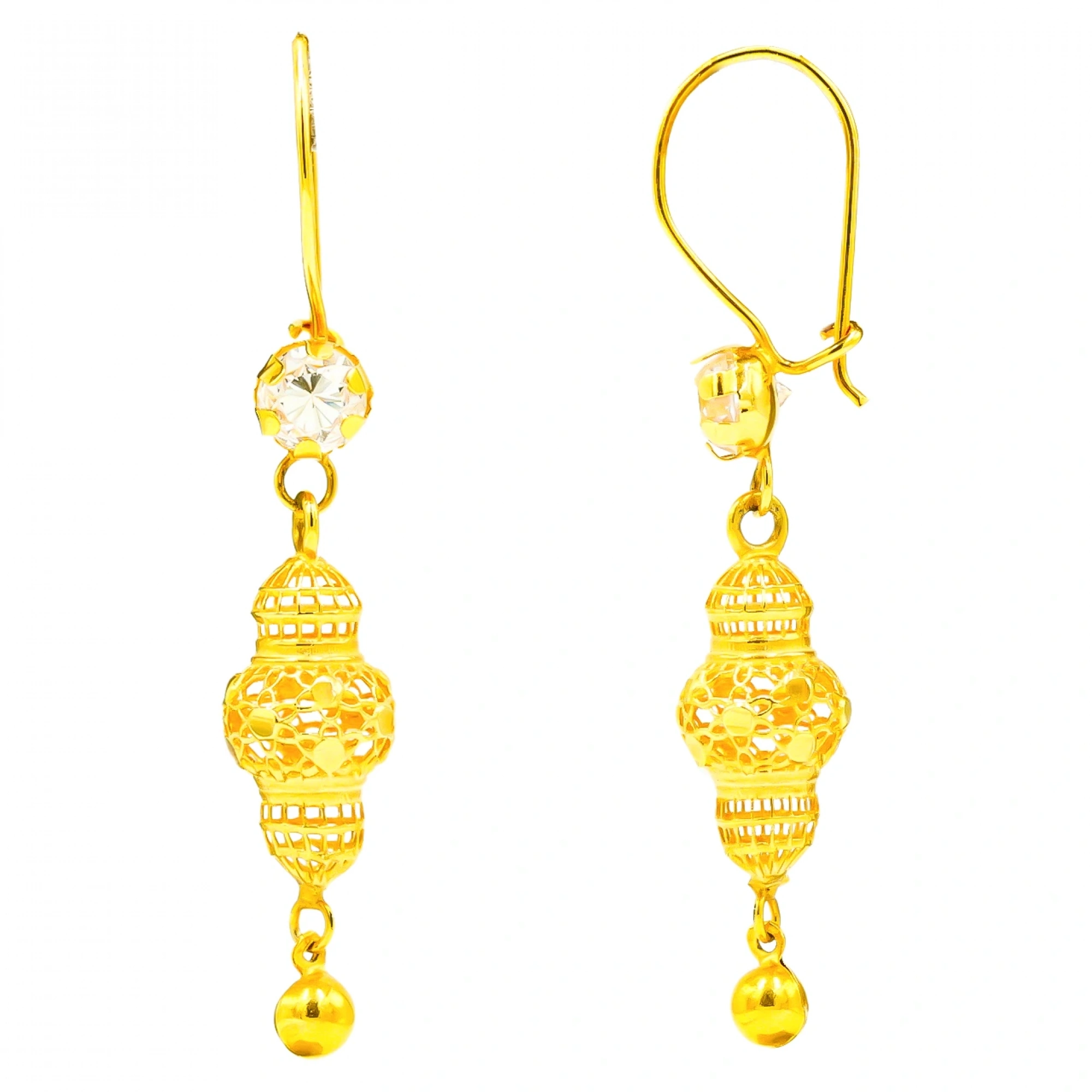 Hint İşi 14 Ayar Sallantılı Altın Küpe