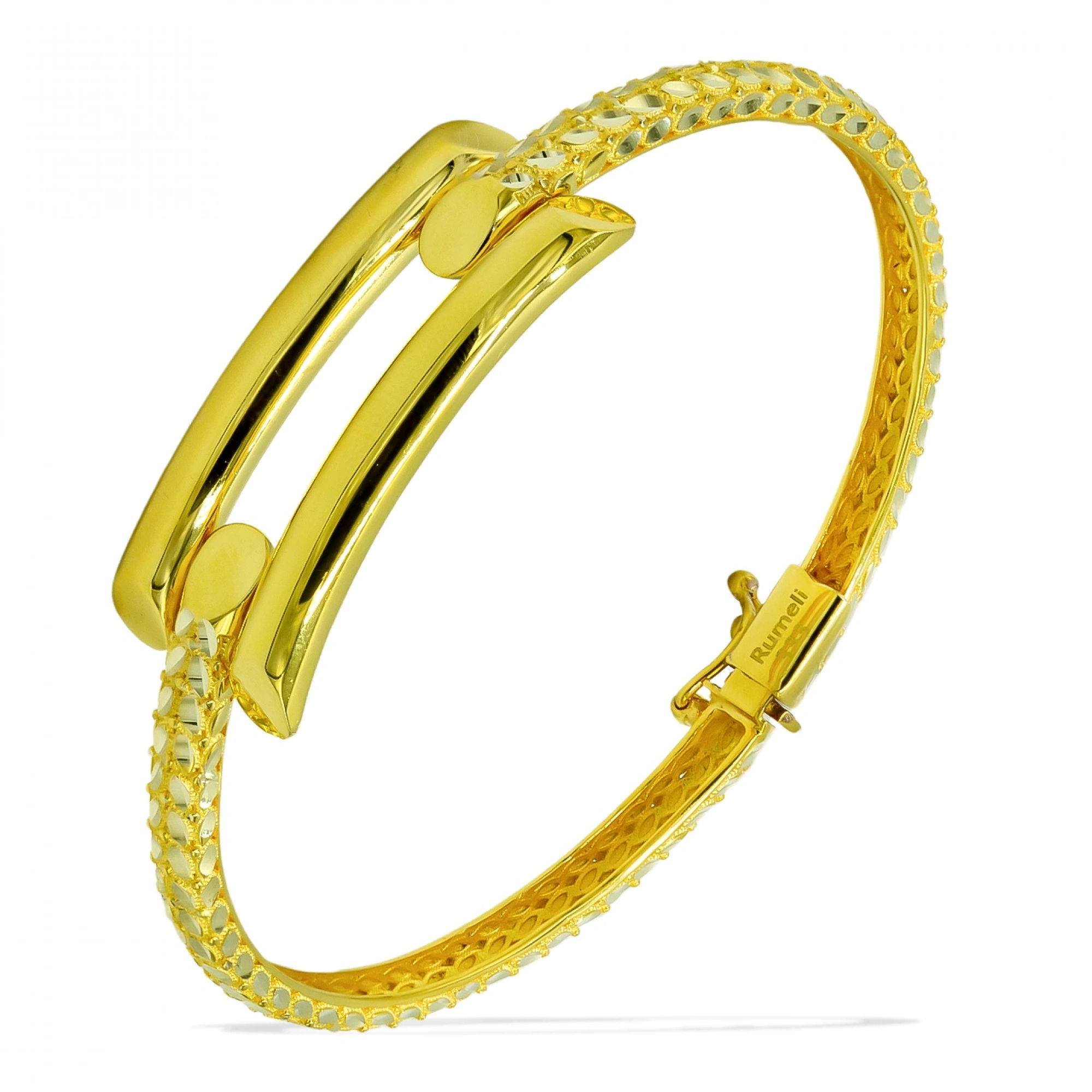 İki Sıra Fantezi Kaburga 8 Ayar Kelepçe Bilezik