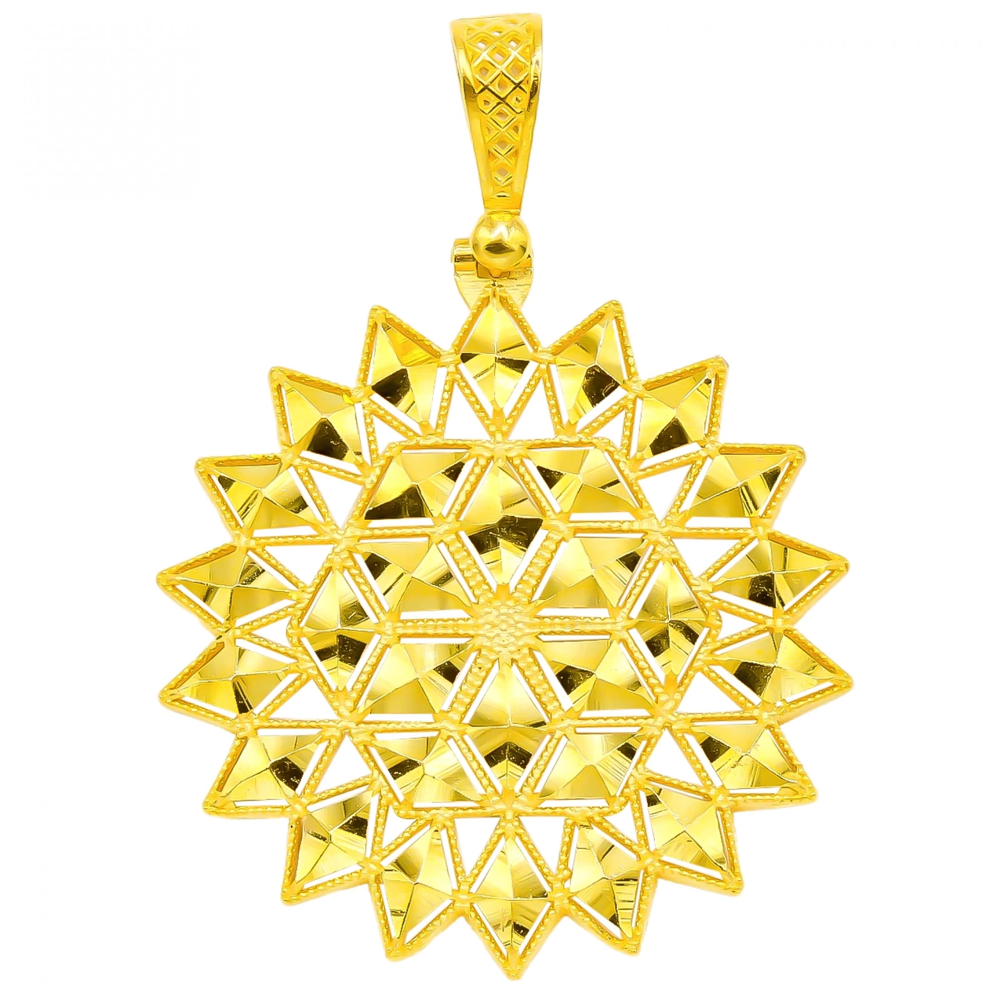 Işıltılı Güneş Motifli 22 Ayar Altın Kolye Ucu