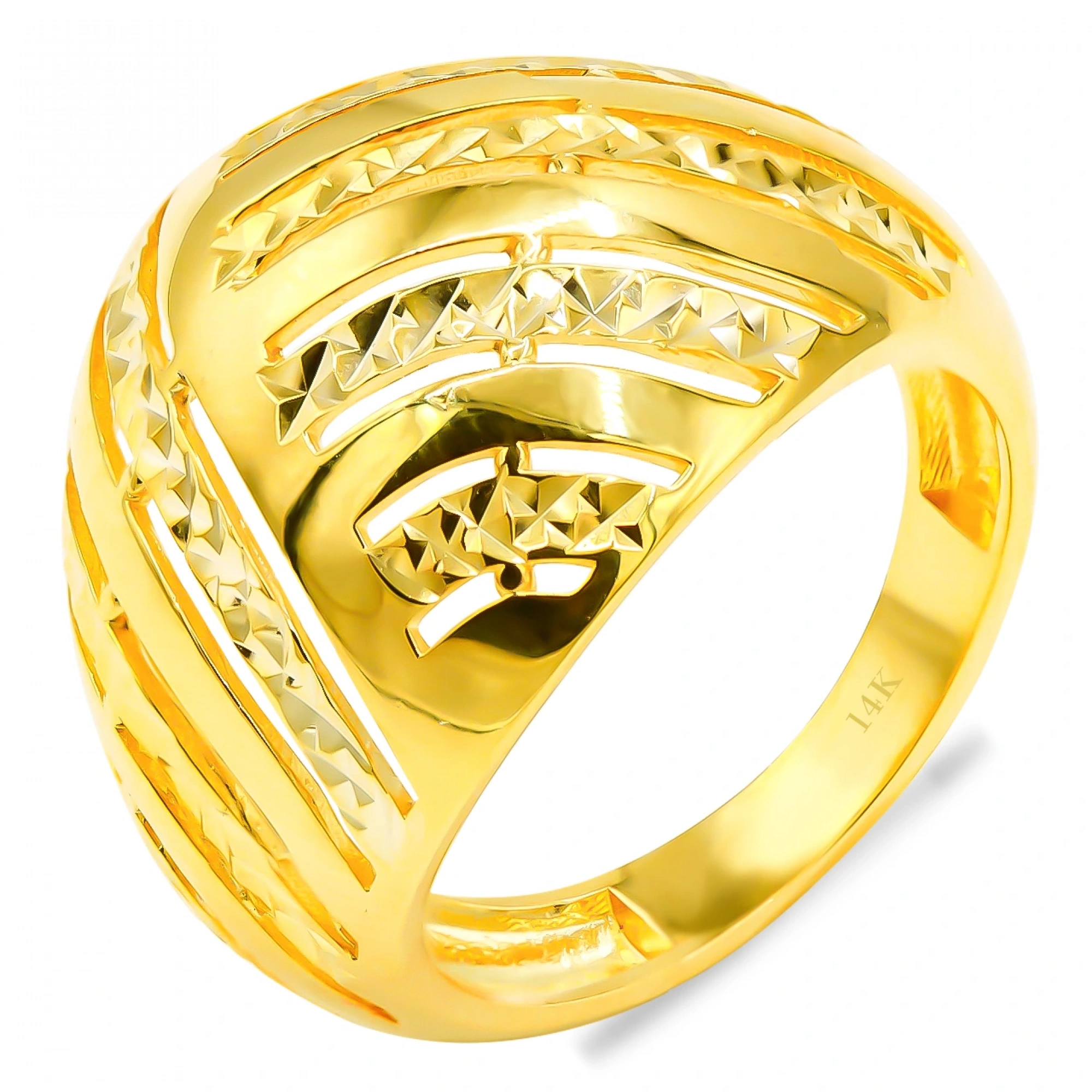 Çizgi Desenli 14 Ayar Altın Yüzük