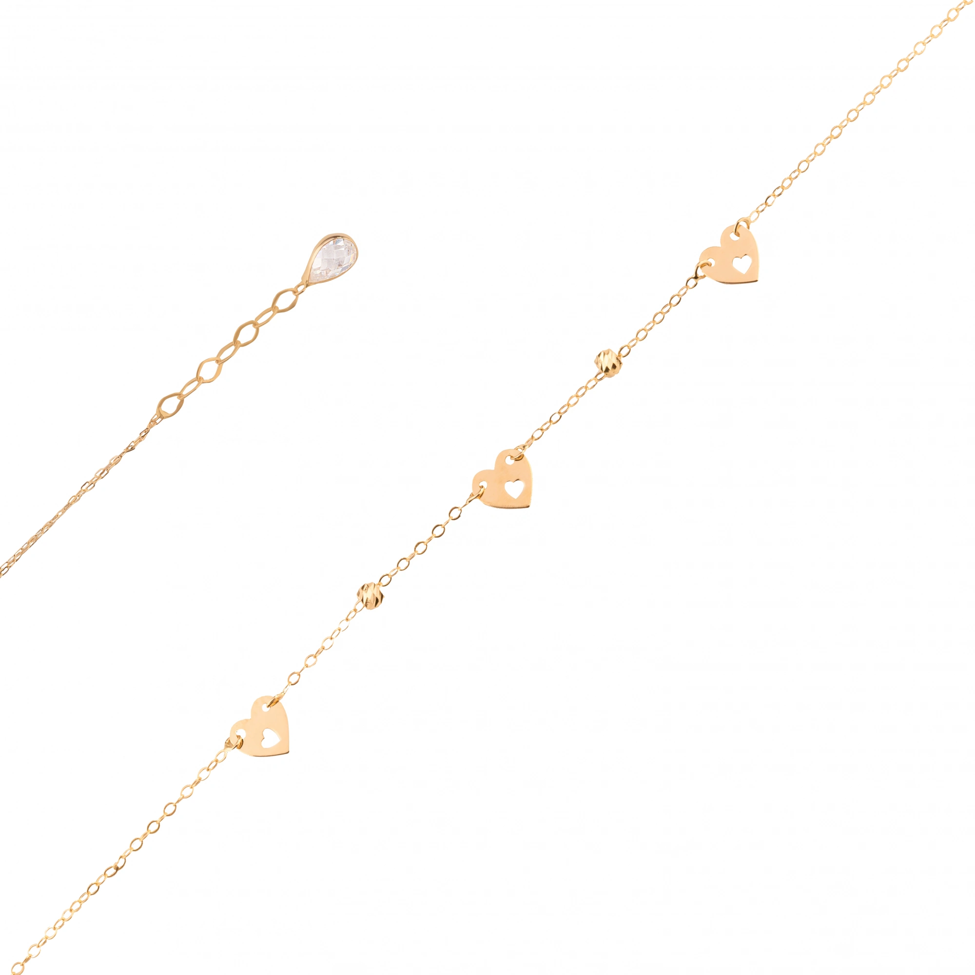 Kalp Desenli 14 Ayar Altın Bileklik