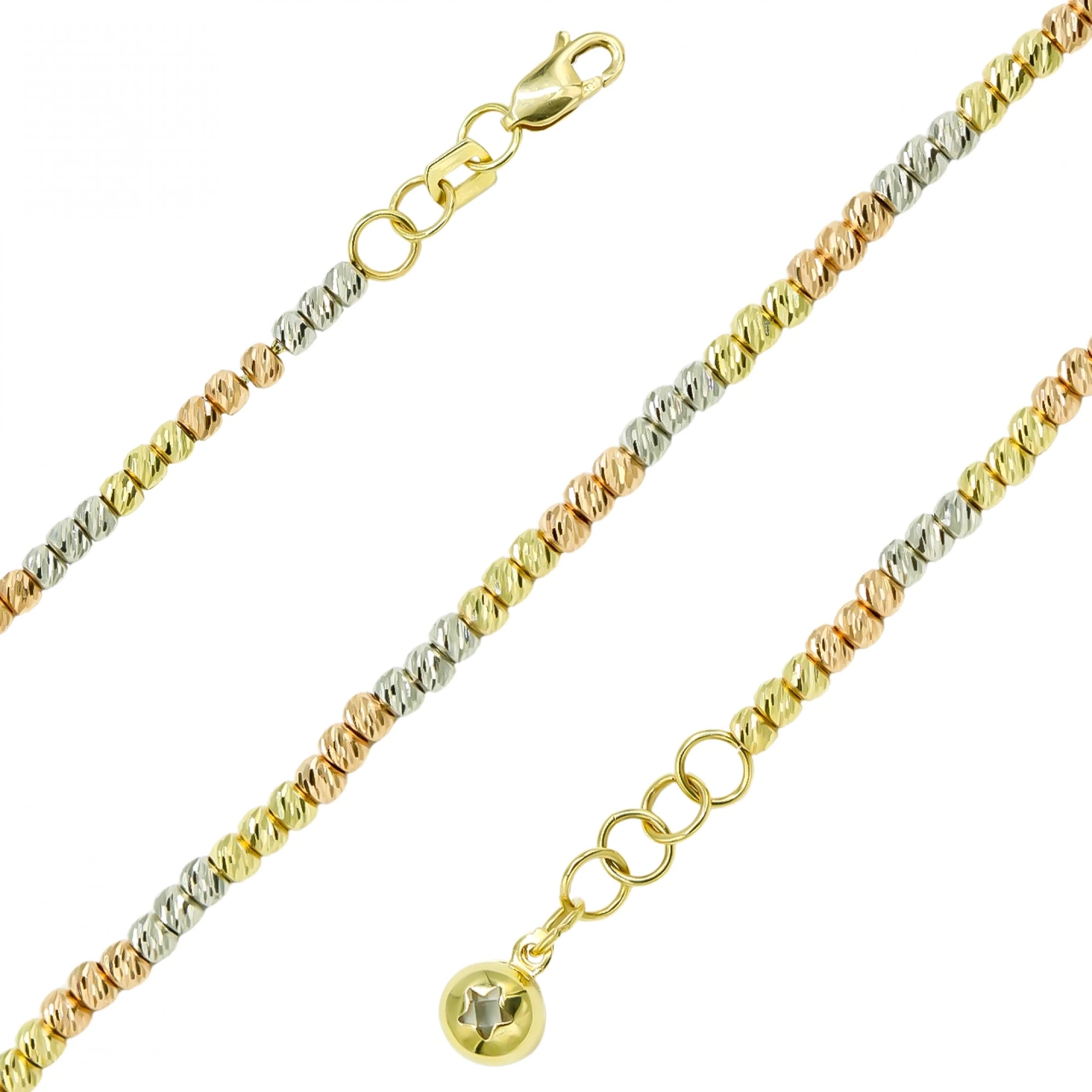 Üç Renk Dorika 14 Ayar Altın Bileklik