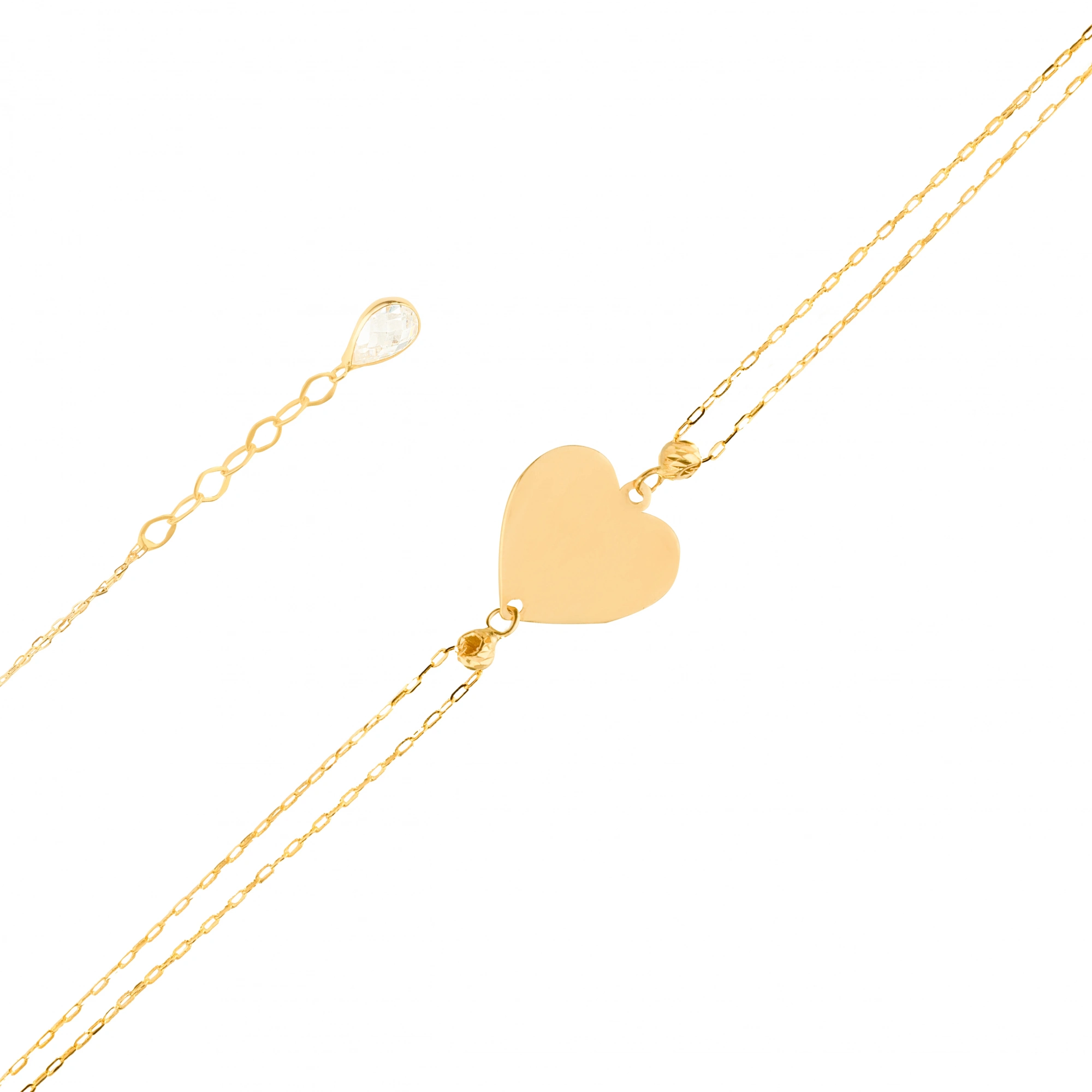 Kalp Figürlü 14 Ayar Altın Bileklik