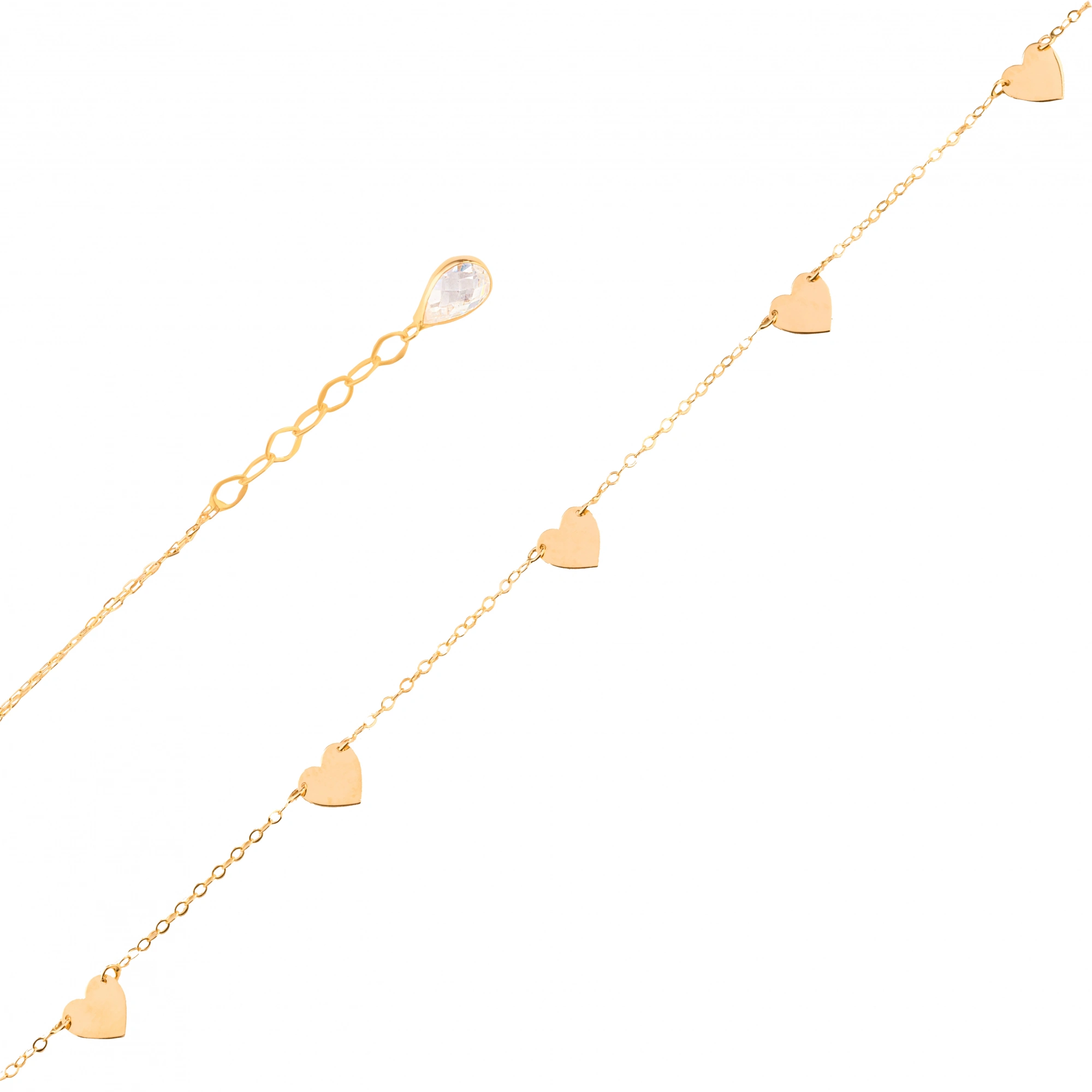 Kalp Sıralı 14 Ayar Altın Bileklik