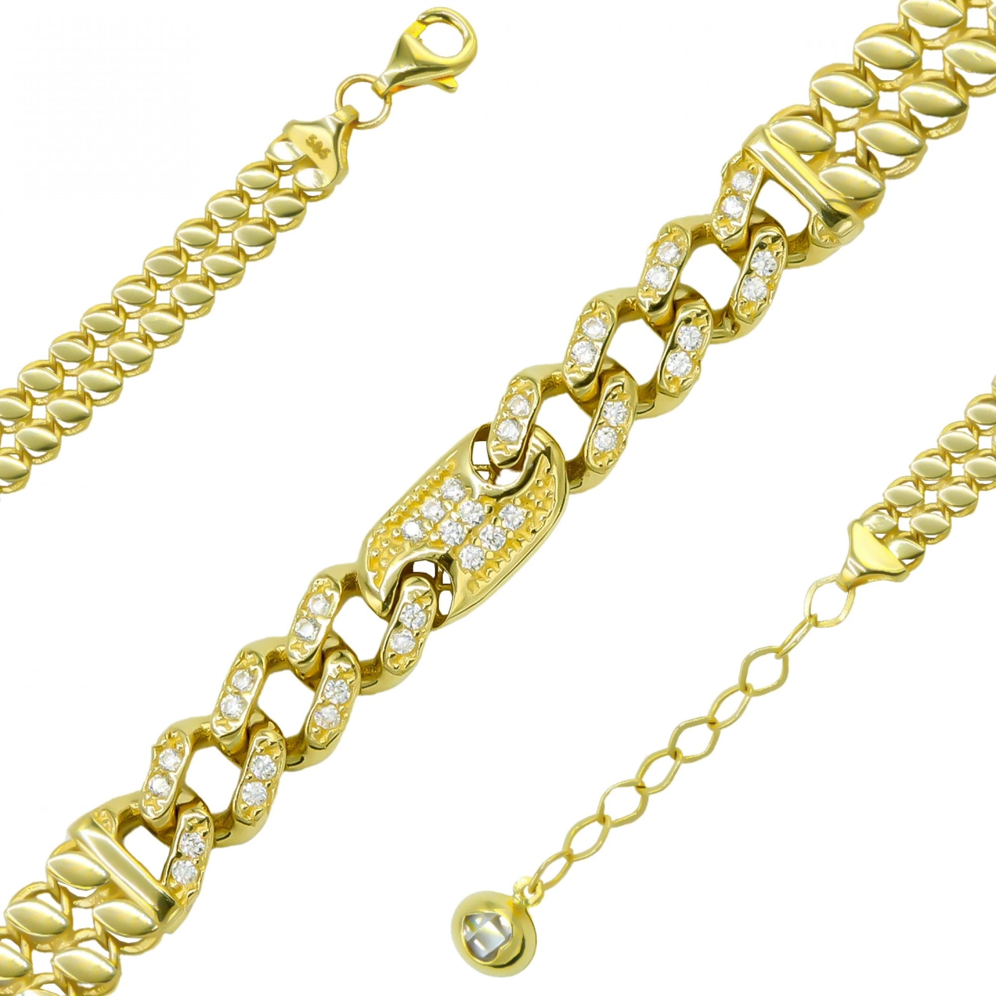 Kilit Figürlü Pullu 14 Ayar Altın Bileklik