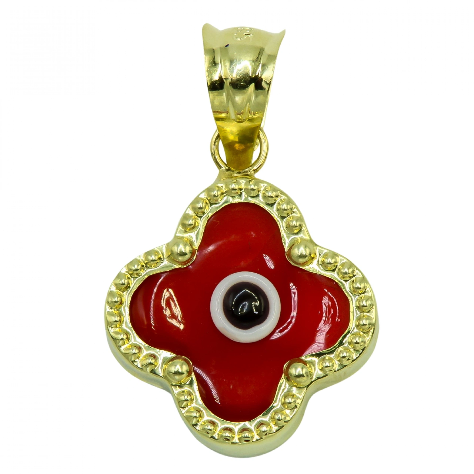 Kırmızı Gözlü 14 Ayar Altın Kolye Ucu