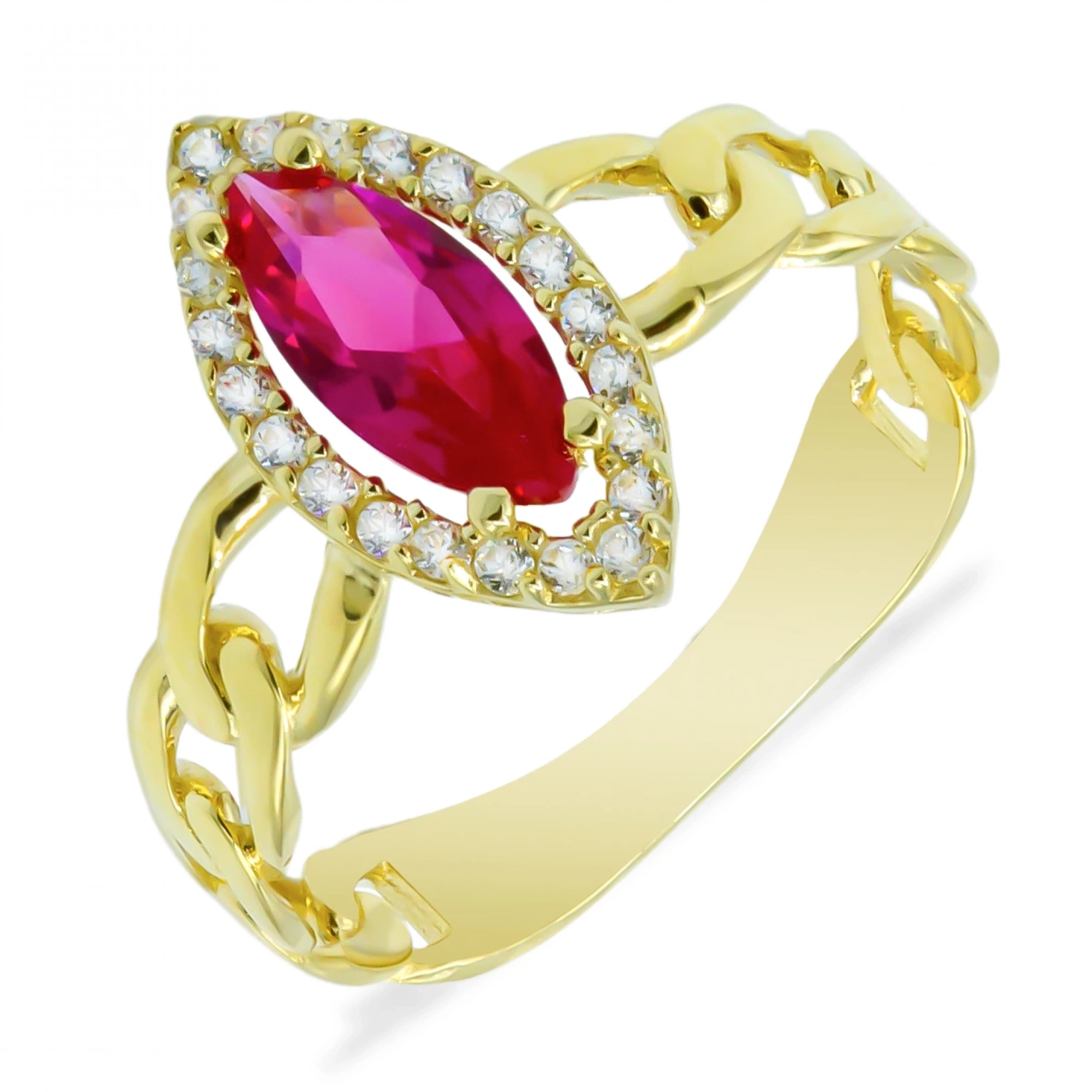 Kırmızı Taşlı Gurmet 14 Ayar Altın Yüzük