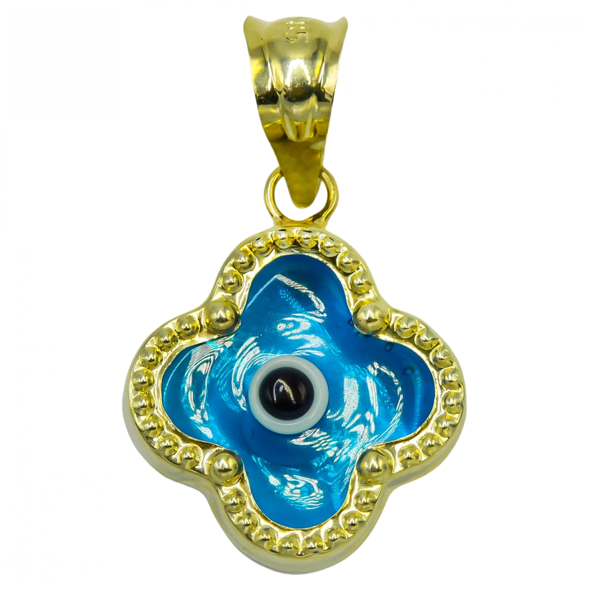 Mavi Gözlü 14 Ayar Altın Kolye Ucu