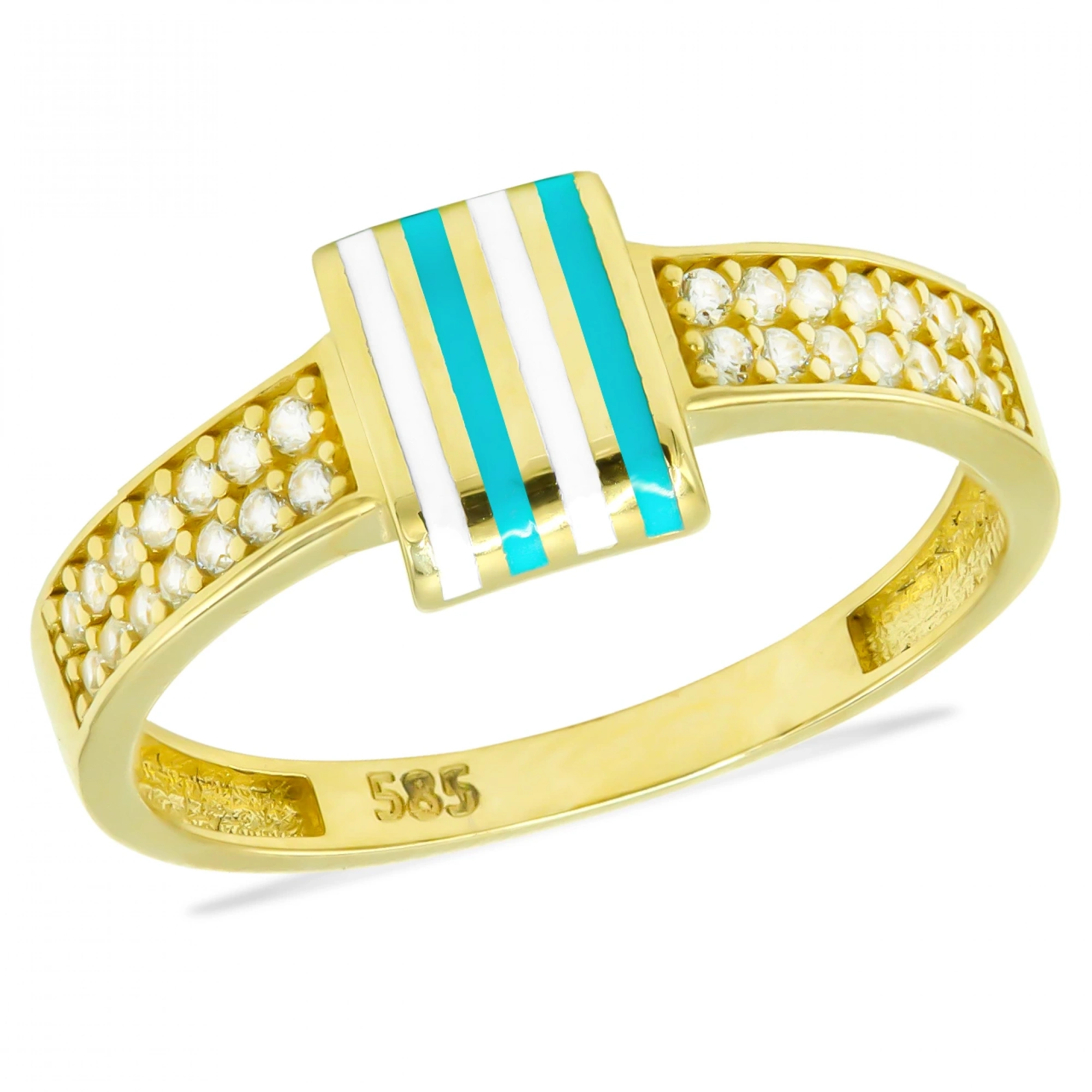 Mavi Mineli 14 Ayar Altın Yüzük