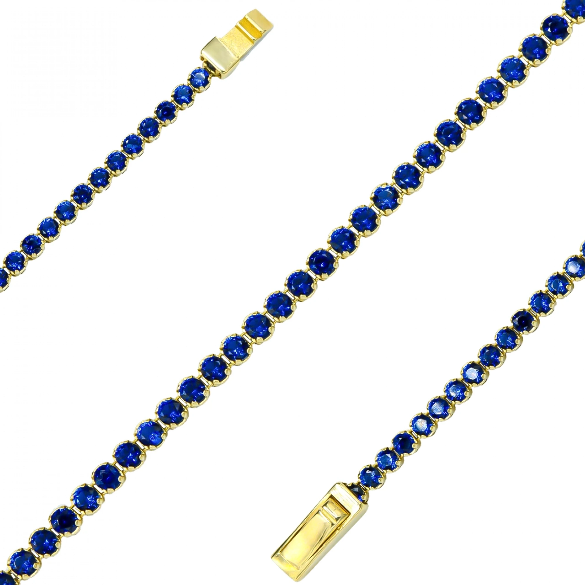 Mavi Taşlı 14 Ayar Altın Bileklik