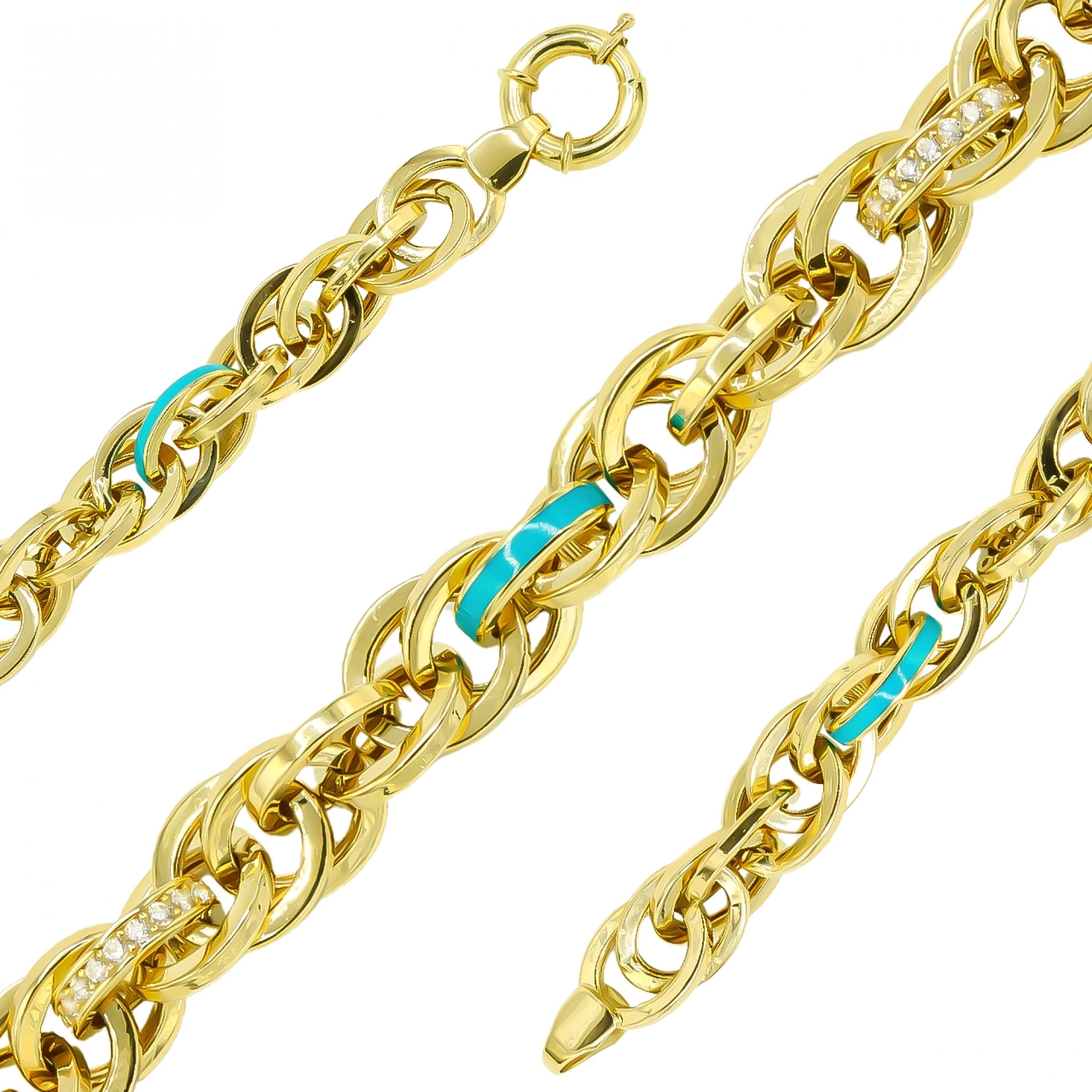 Mineli Zincir 14 Ayar Altın Bileklik