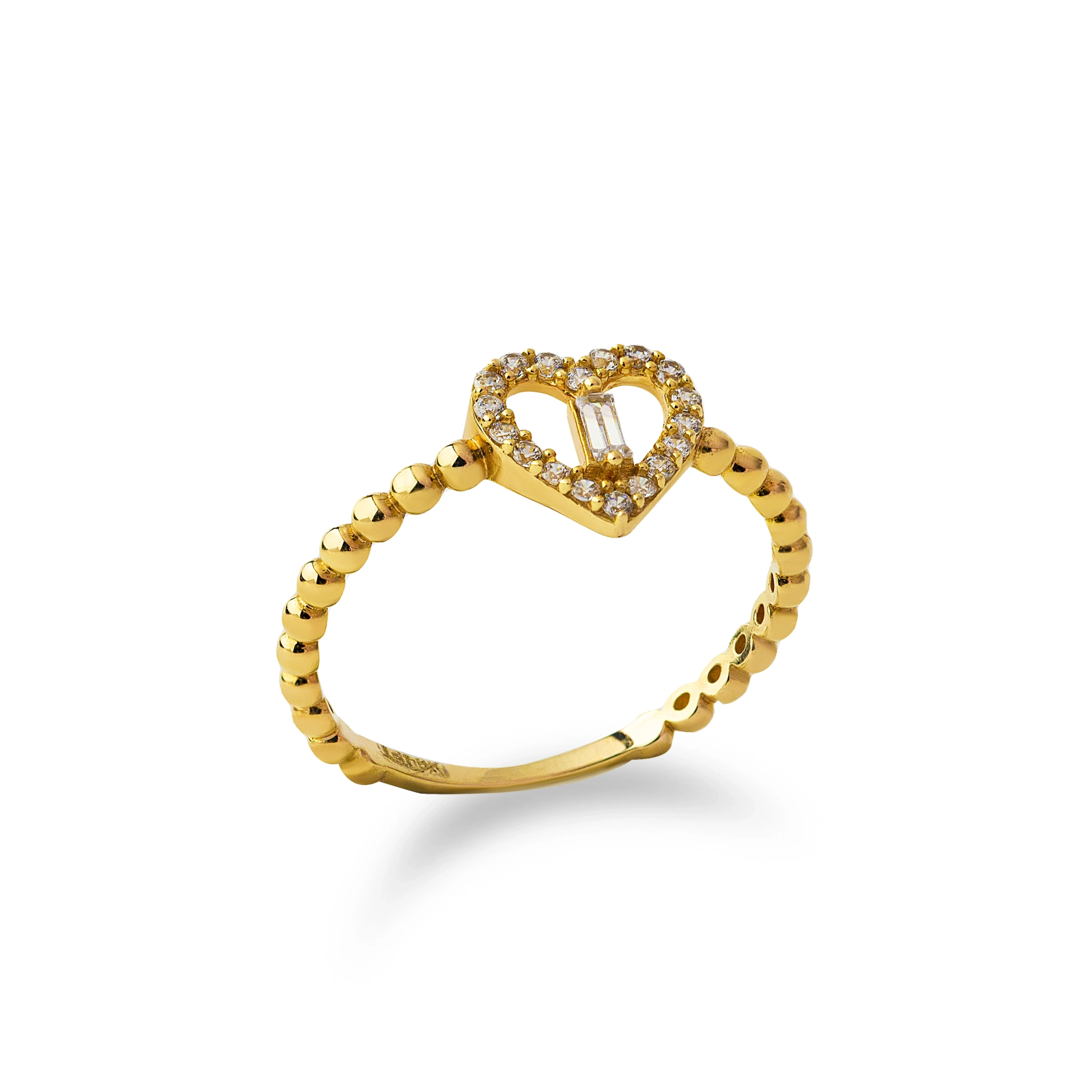 Minimal Kalp 8 Ayar Altın Yüzük