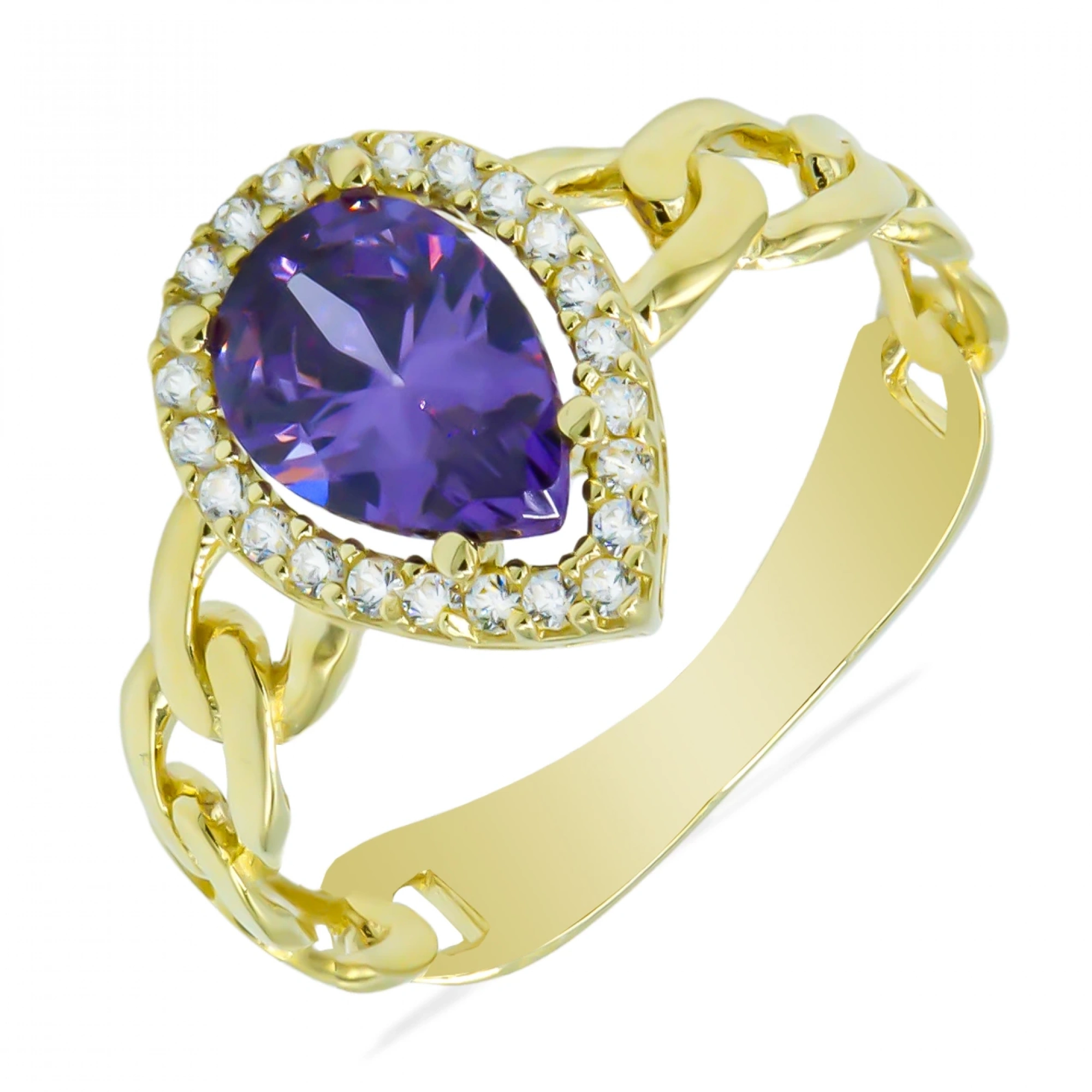 Mor Taşlı Gurmet 14 Ayar Altın Yüzük