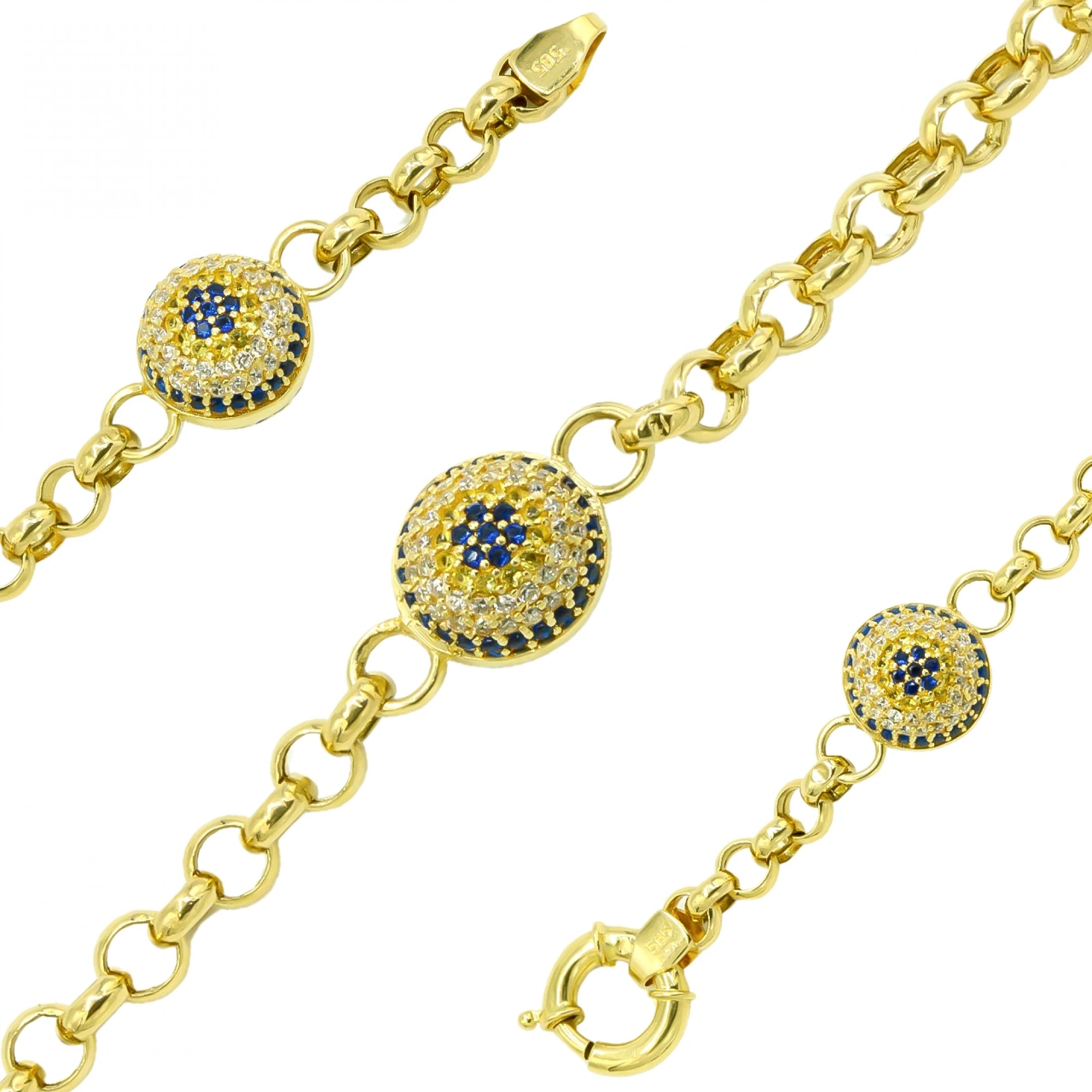 Nazar Boncuk Tasarımlı 14 Ayar Altın Bileklik