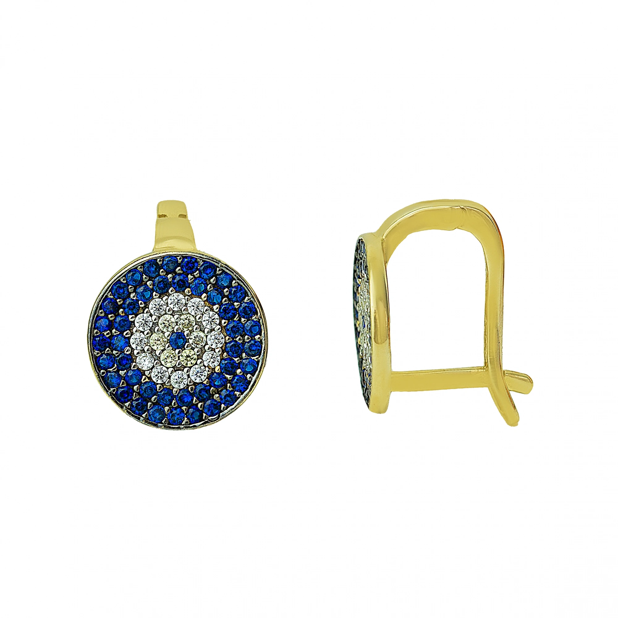 Nazar Boncuklu 14 Ayar Klipsli Altın Küpe