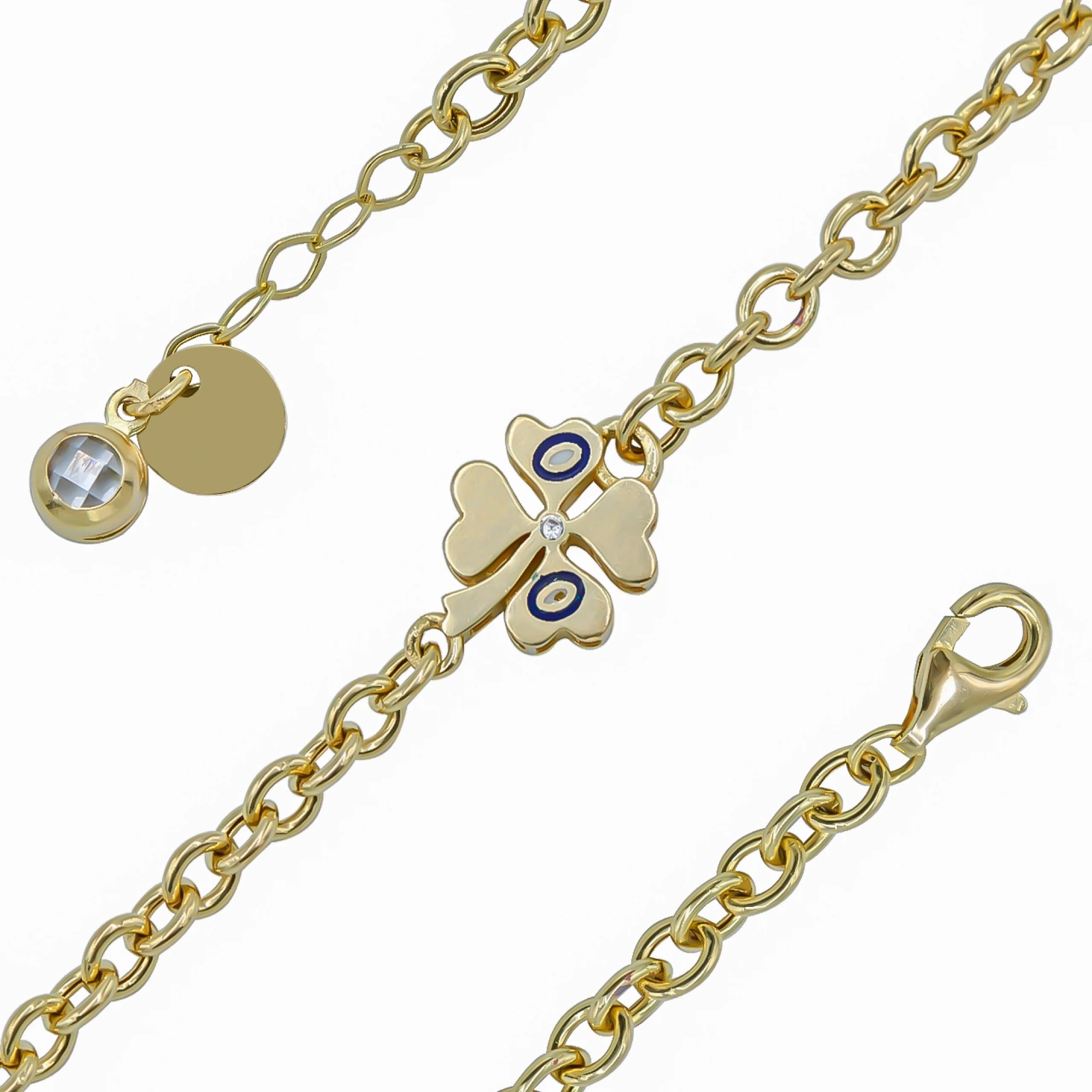 Nazar Boncuklu Papatya 8 Ayar Altın Bileklik