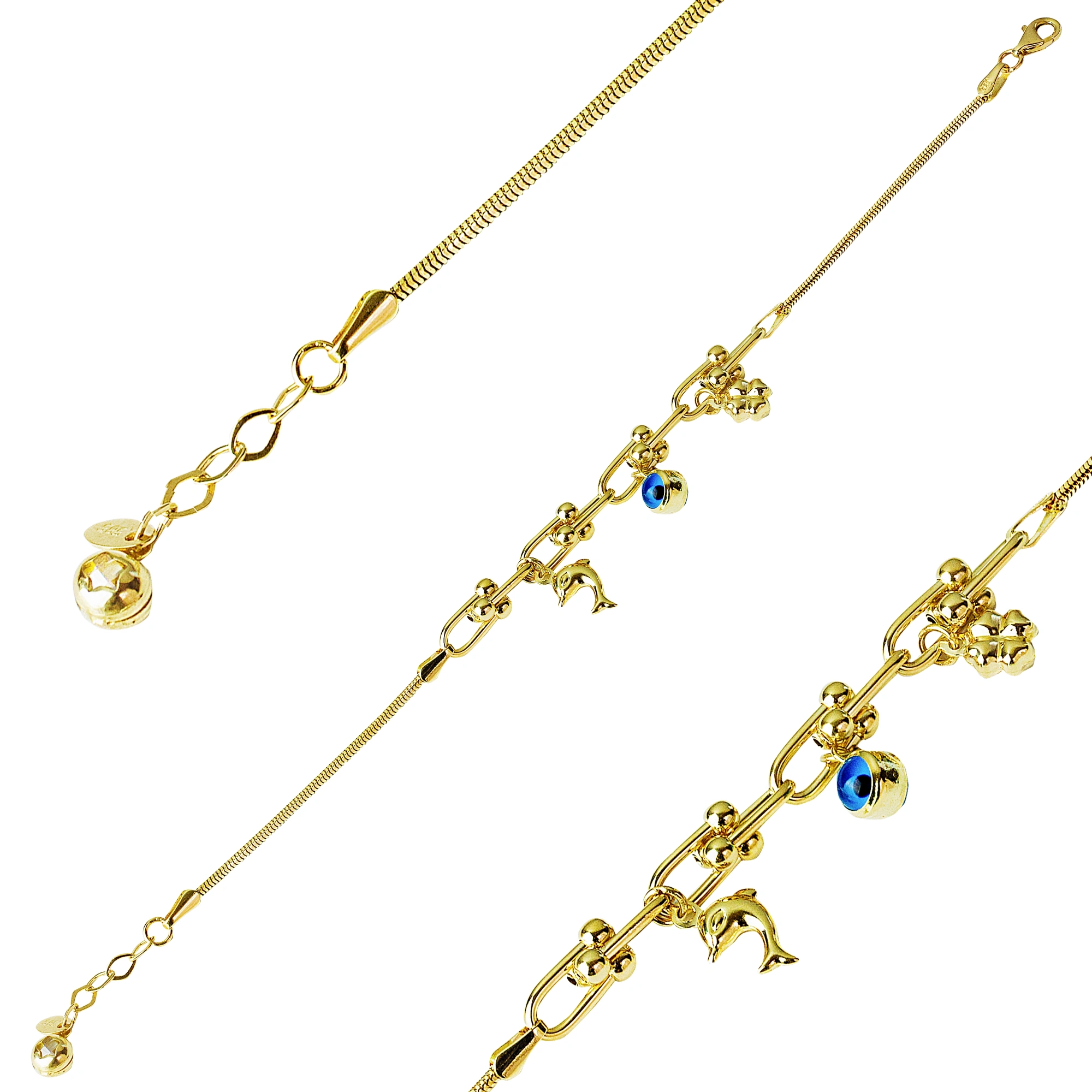 Nazar Boncuklu Yoncalı 14 Ayar Bileklik