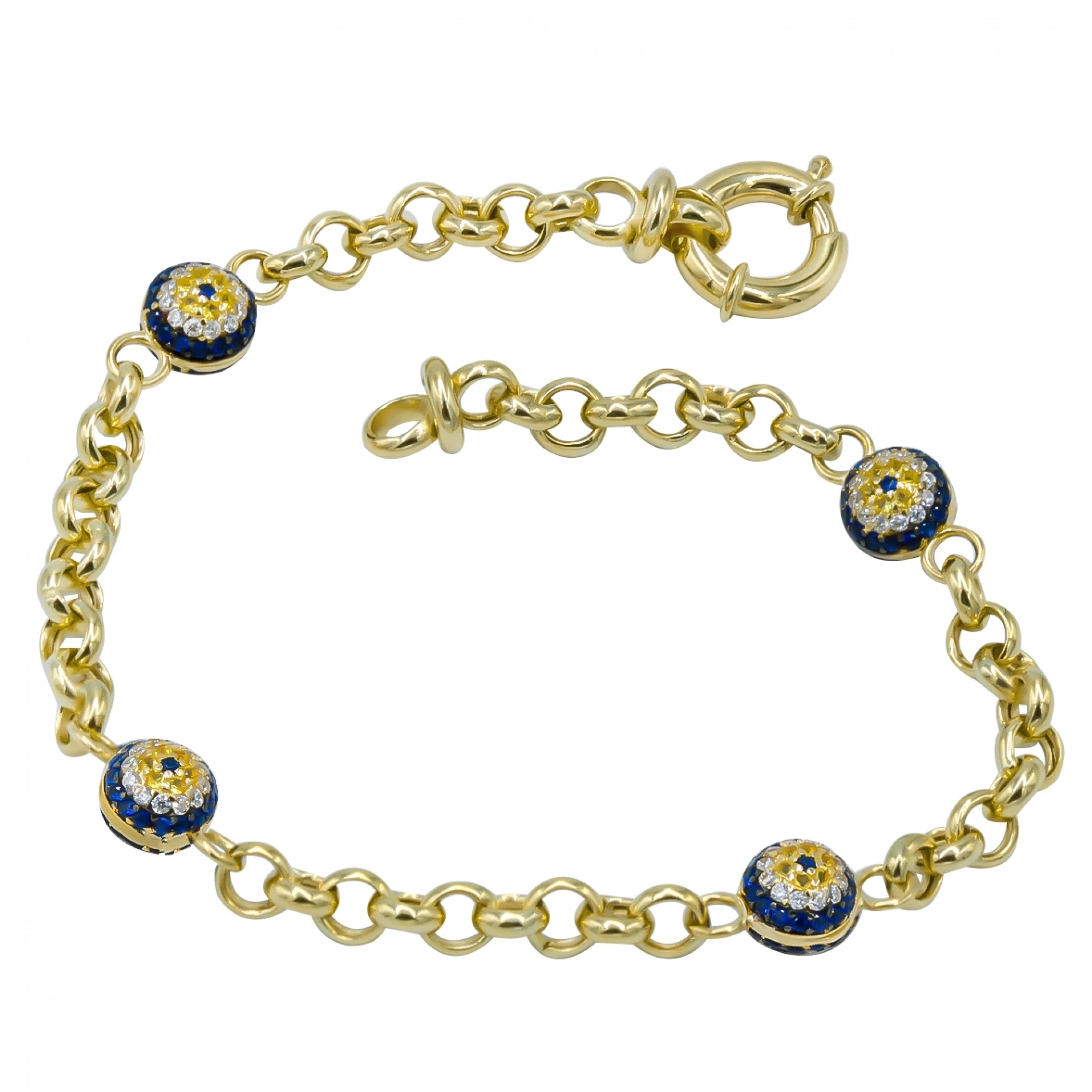 4lü Nazar Figürlü Trend 14 Ayar Altın Bileklik