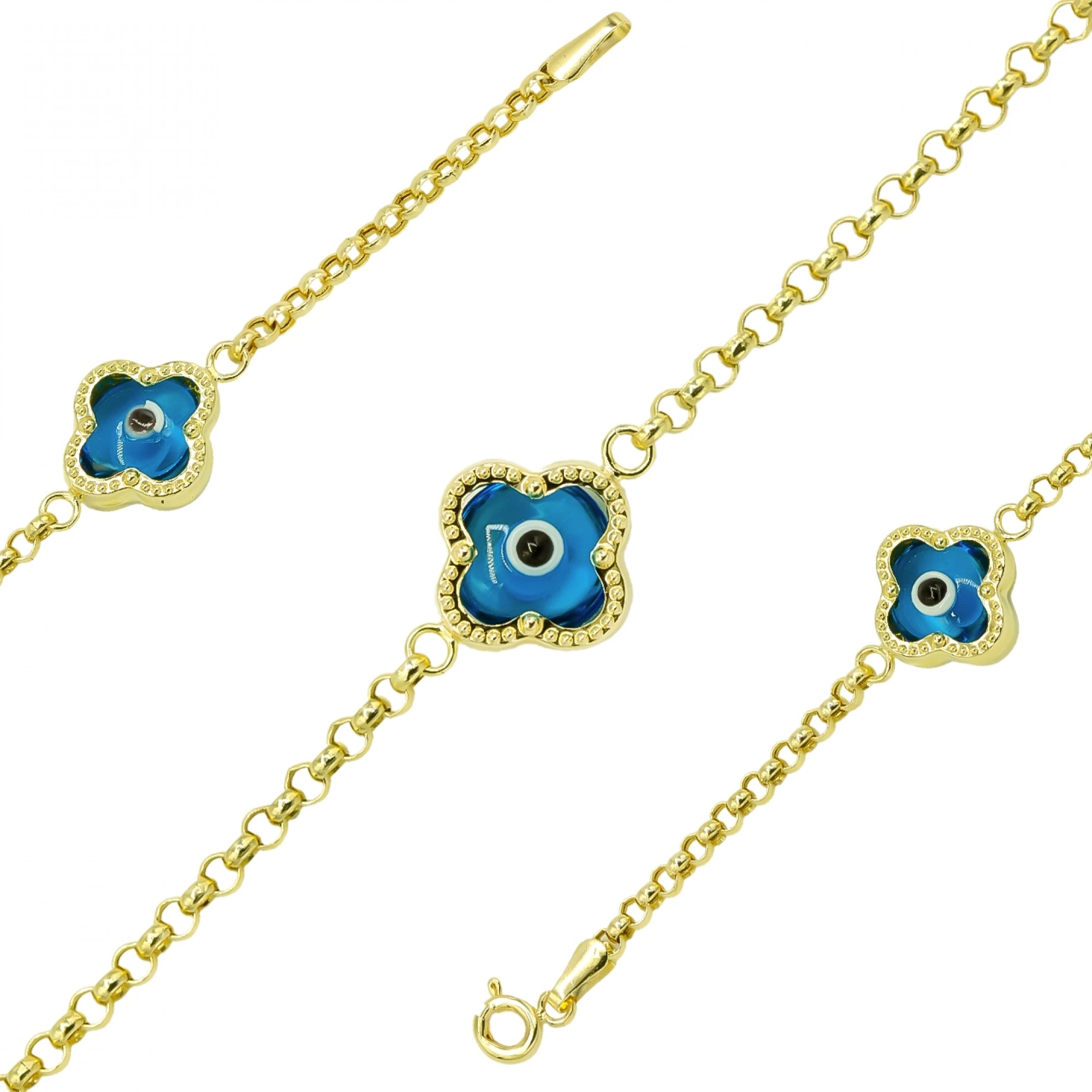 Nazar Gözlü 14 Ayar Altın Bileklik