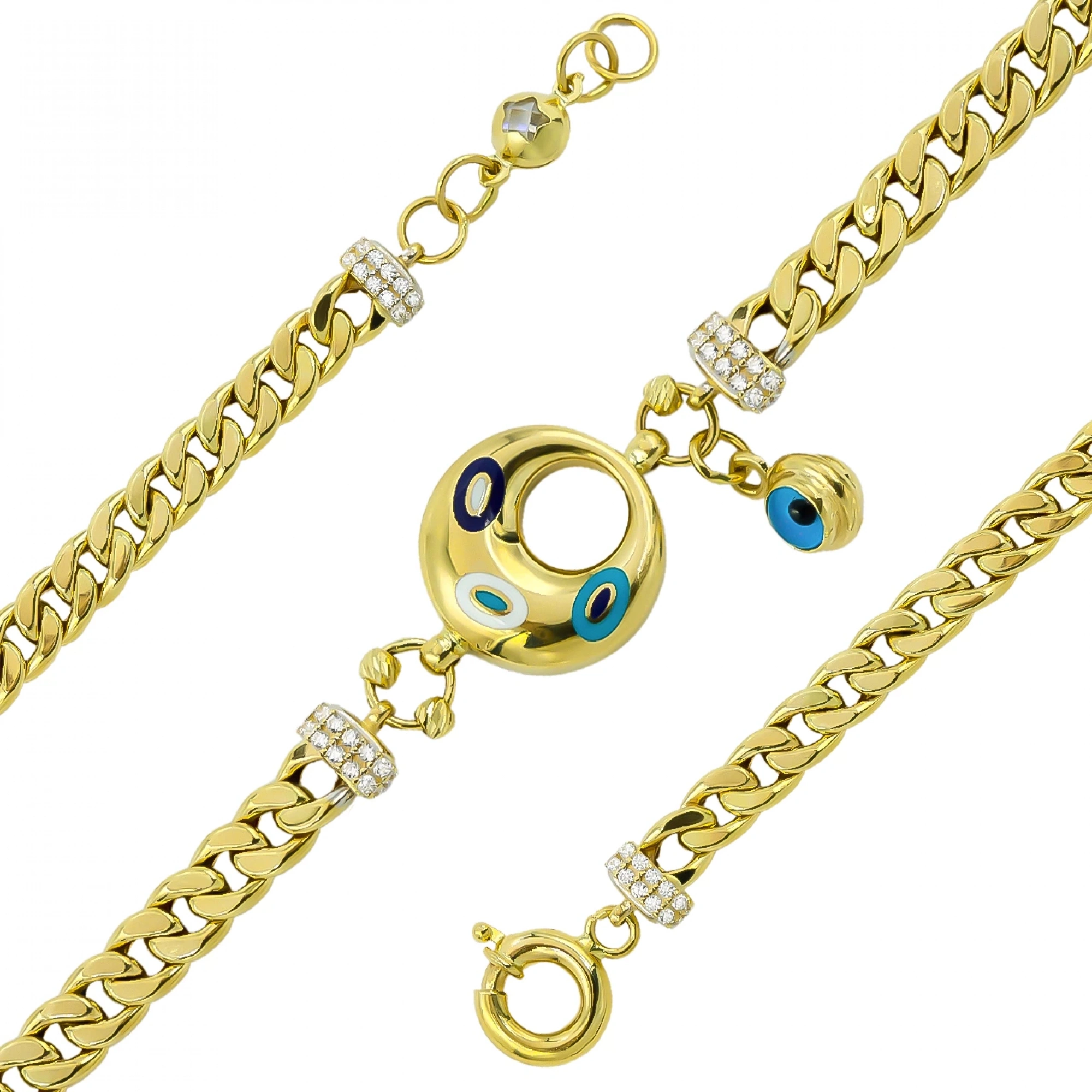 Nazar Temalı Gurmet 14 Ayar Altın Bileklik