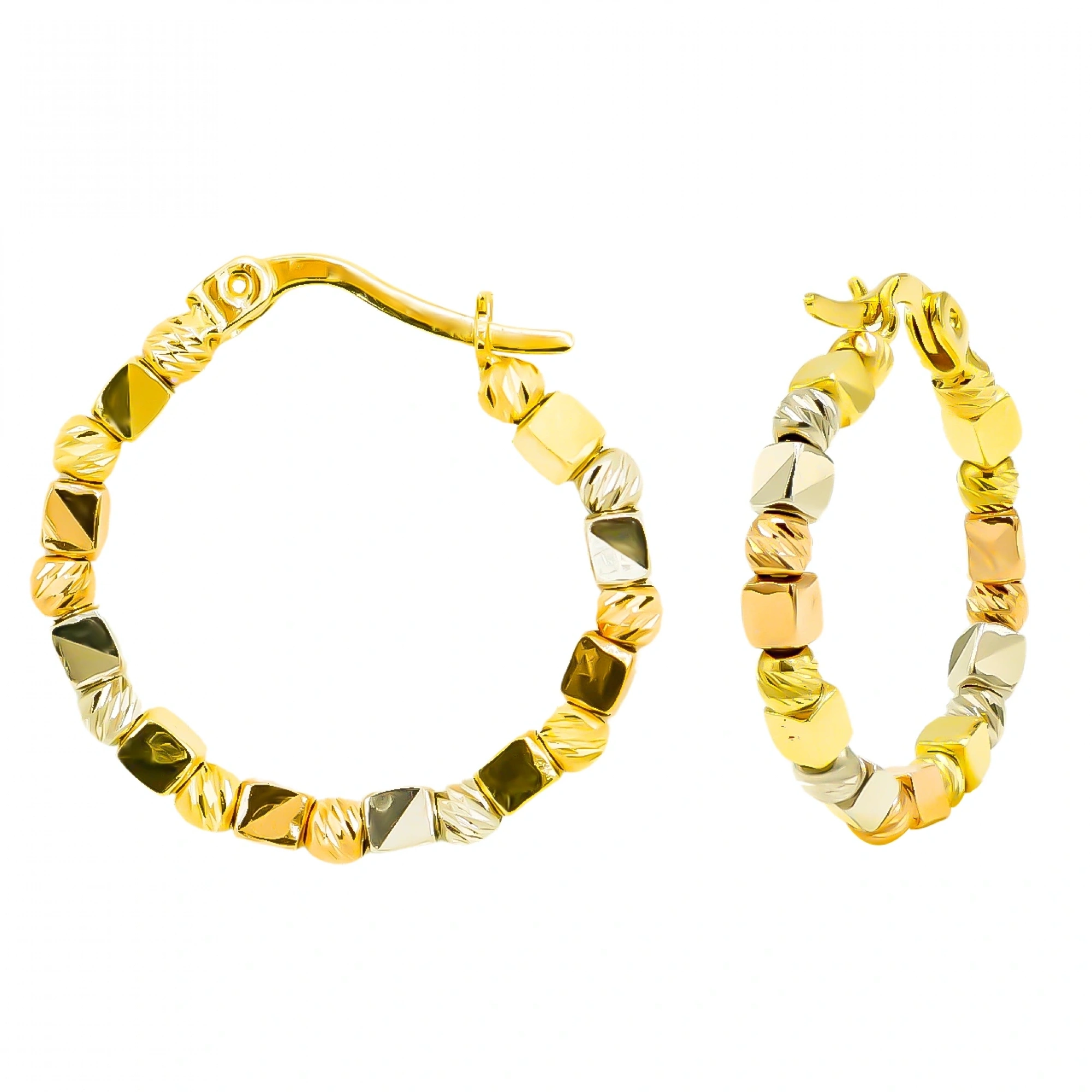 Renkli Dorika 14 Ayar Halka Altın Küpe