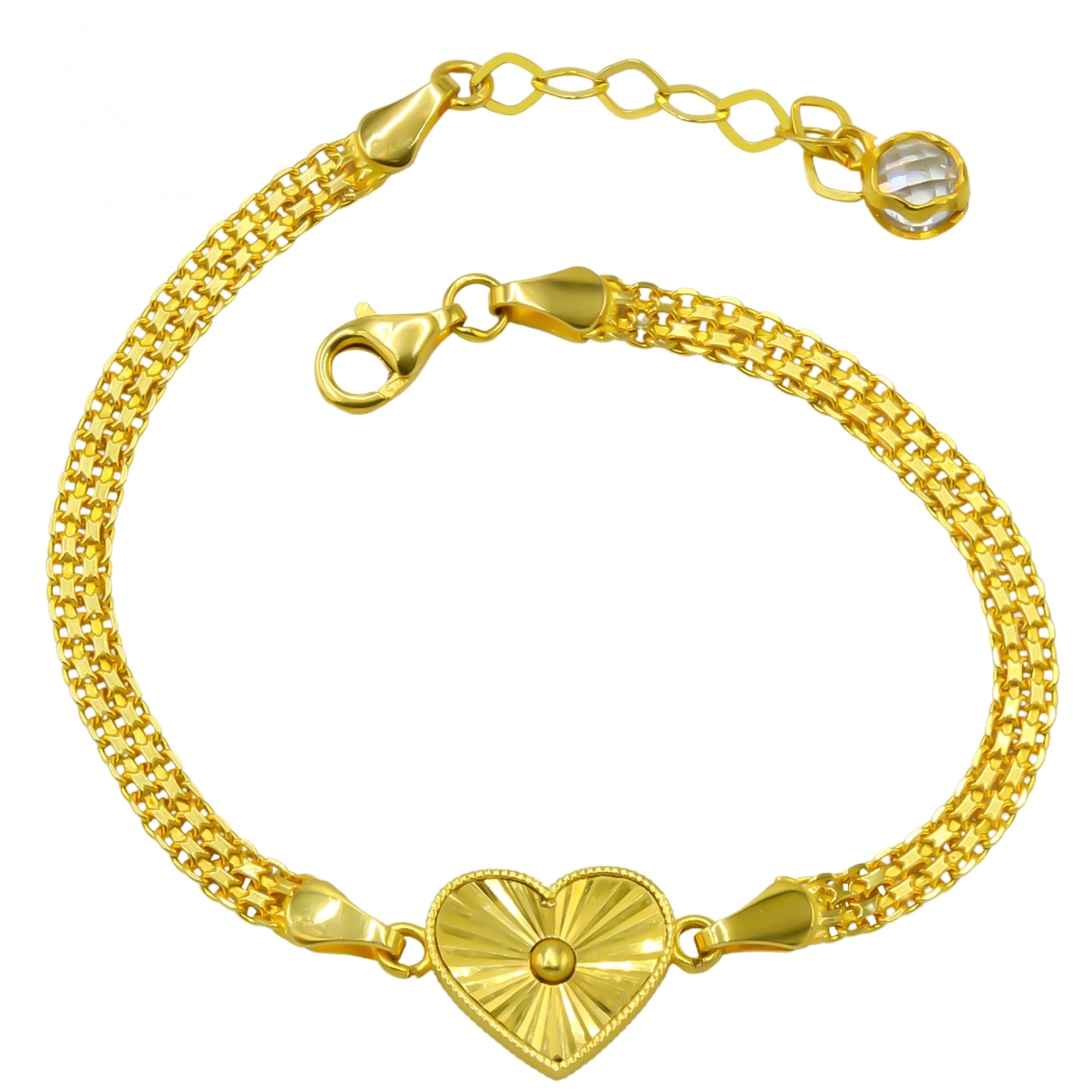 Örgü Zincir Kalpli 14 Ayar Altın Bileklik