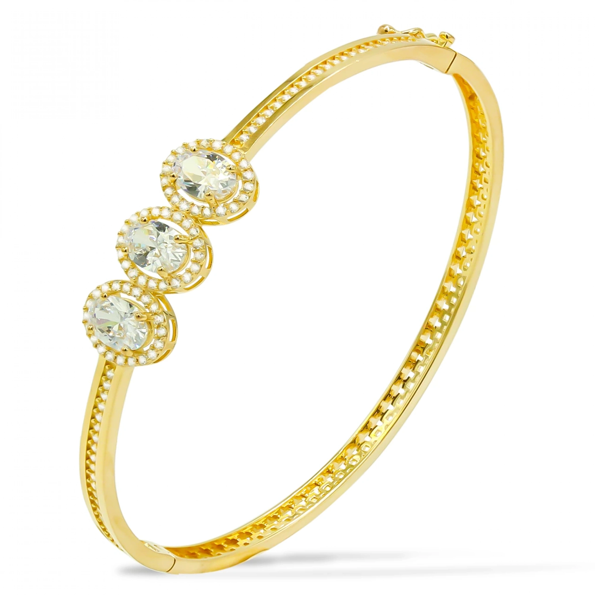 Oval Baget Taşlı 8 Ayar Kelepçe Bilezik