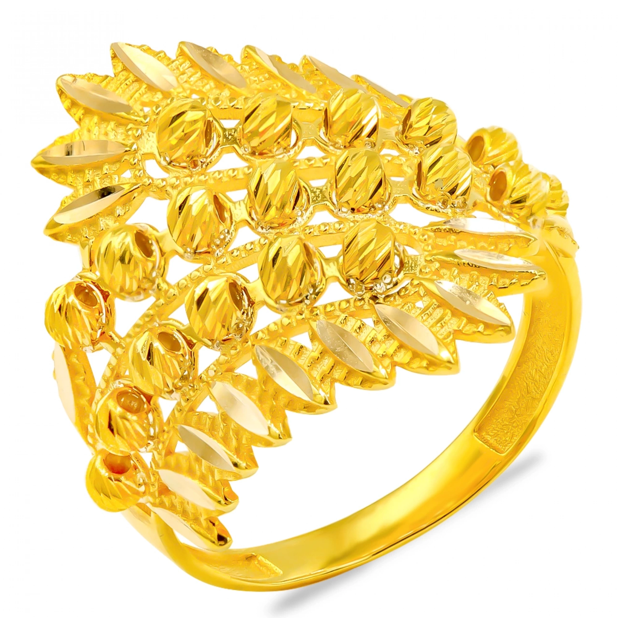 Yaprak Desen Dorika 14 Ayar Altın Yüzük