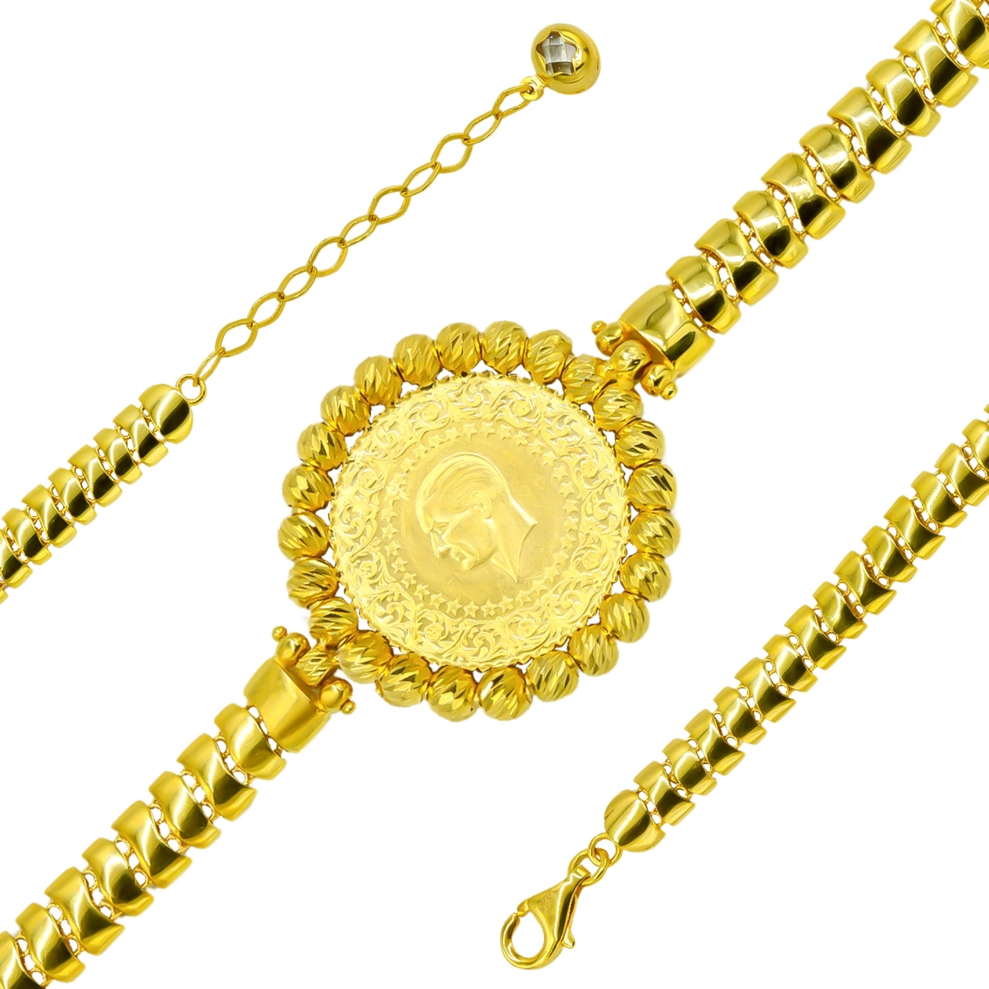 Özel Tasarım Çeyrekli 14 Ayar Altın Bileklik