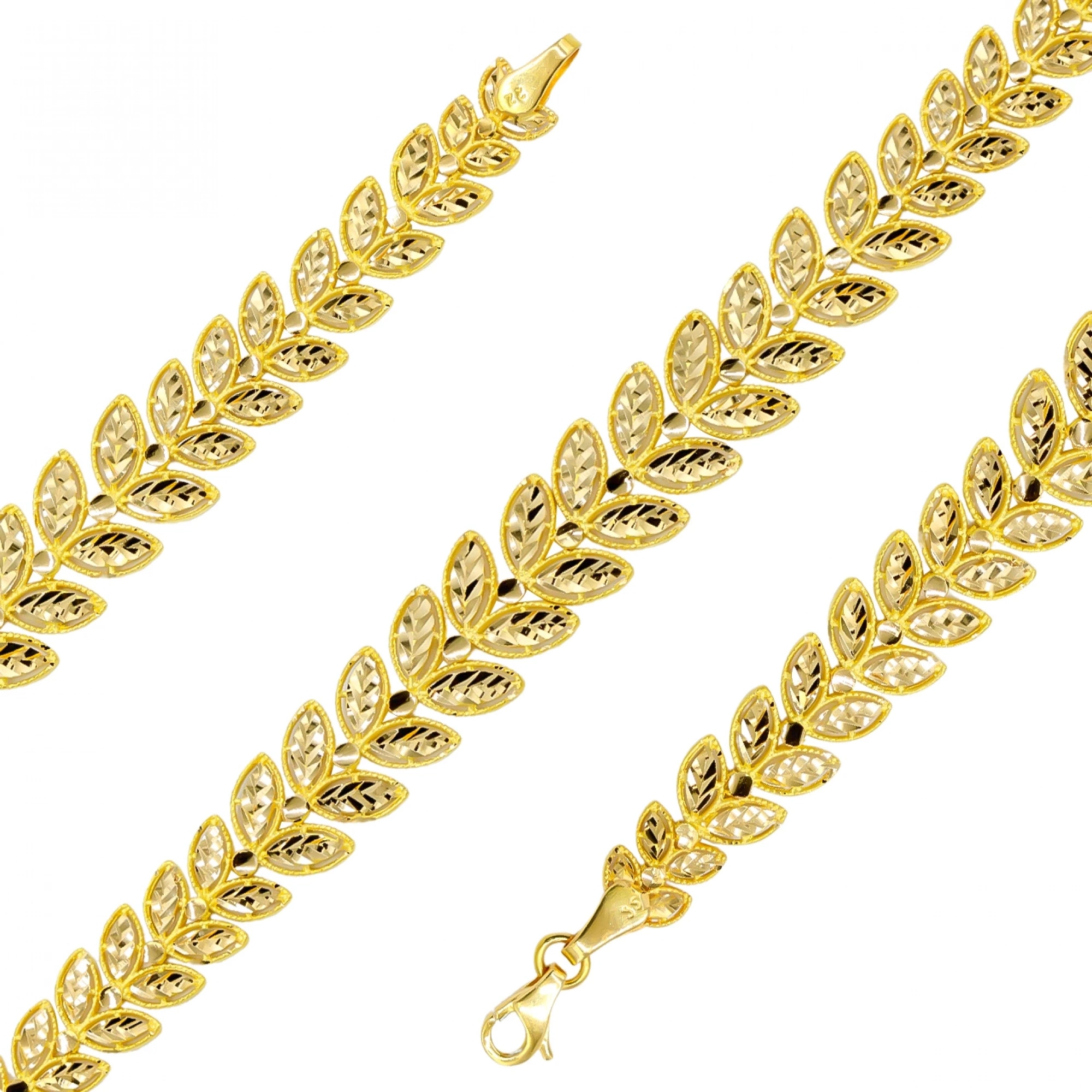 Yaprak Desen 22 Ayar Altın Bileklik