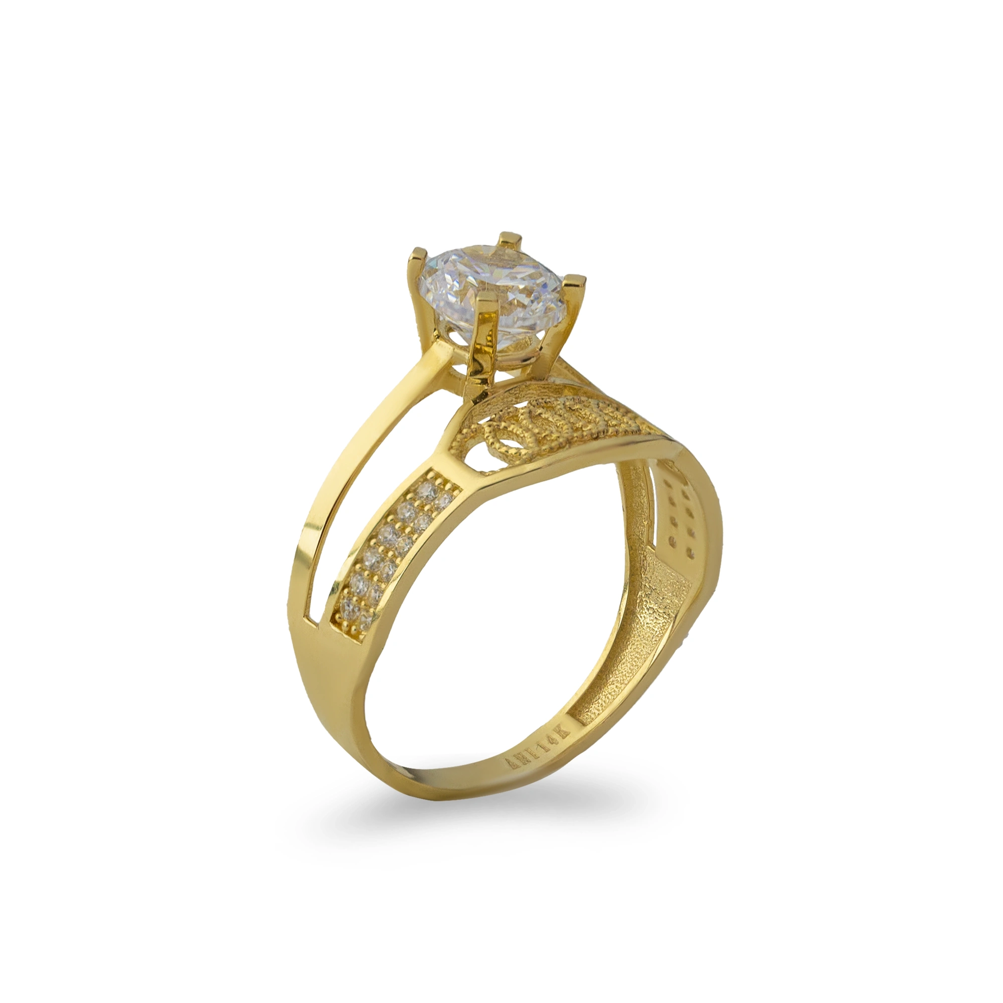 Tektaş Dikdörtgen Kesim 14 Ayar Altın Yüzük