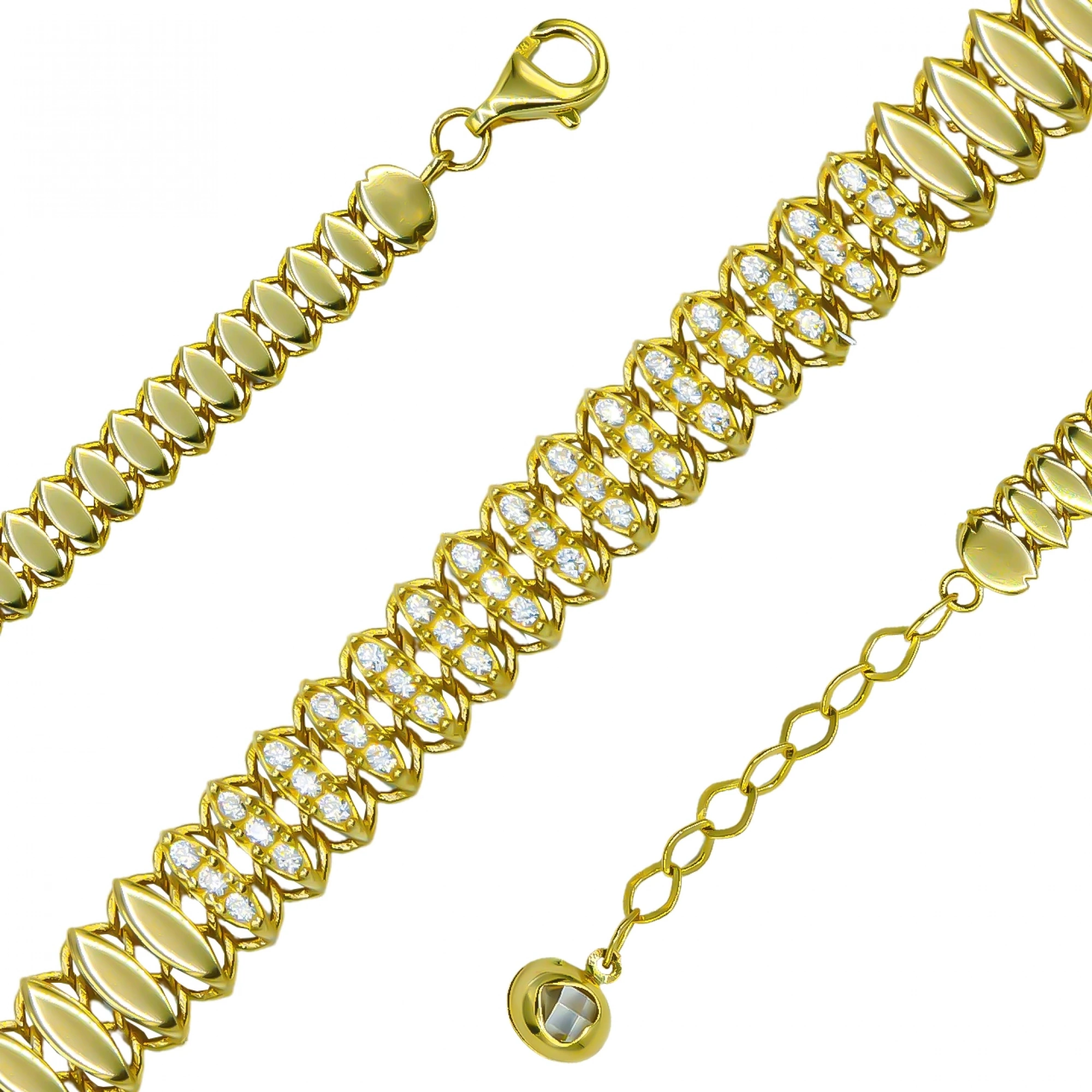 Pullu Taşlı 14 Ayar Altın Bileklik