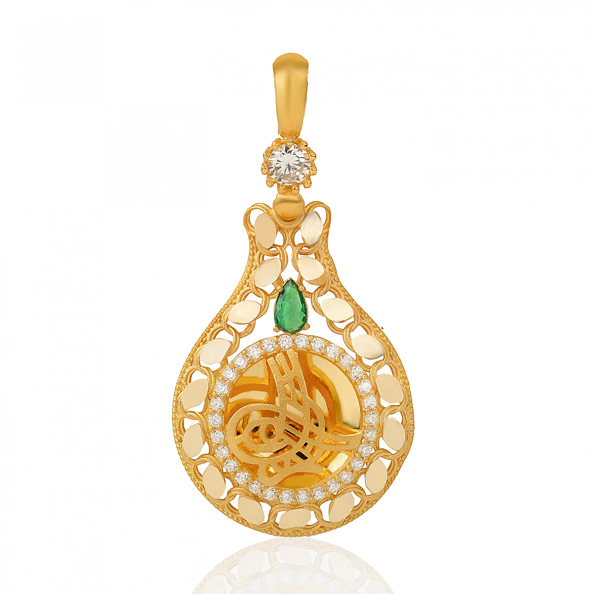 Pullu Tuğralı 14 Ayar Altın Kolye Ucu