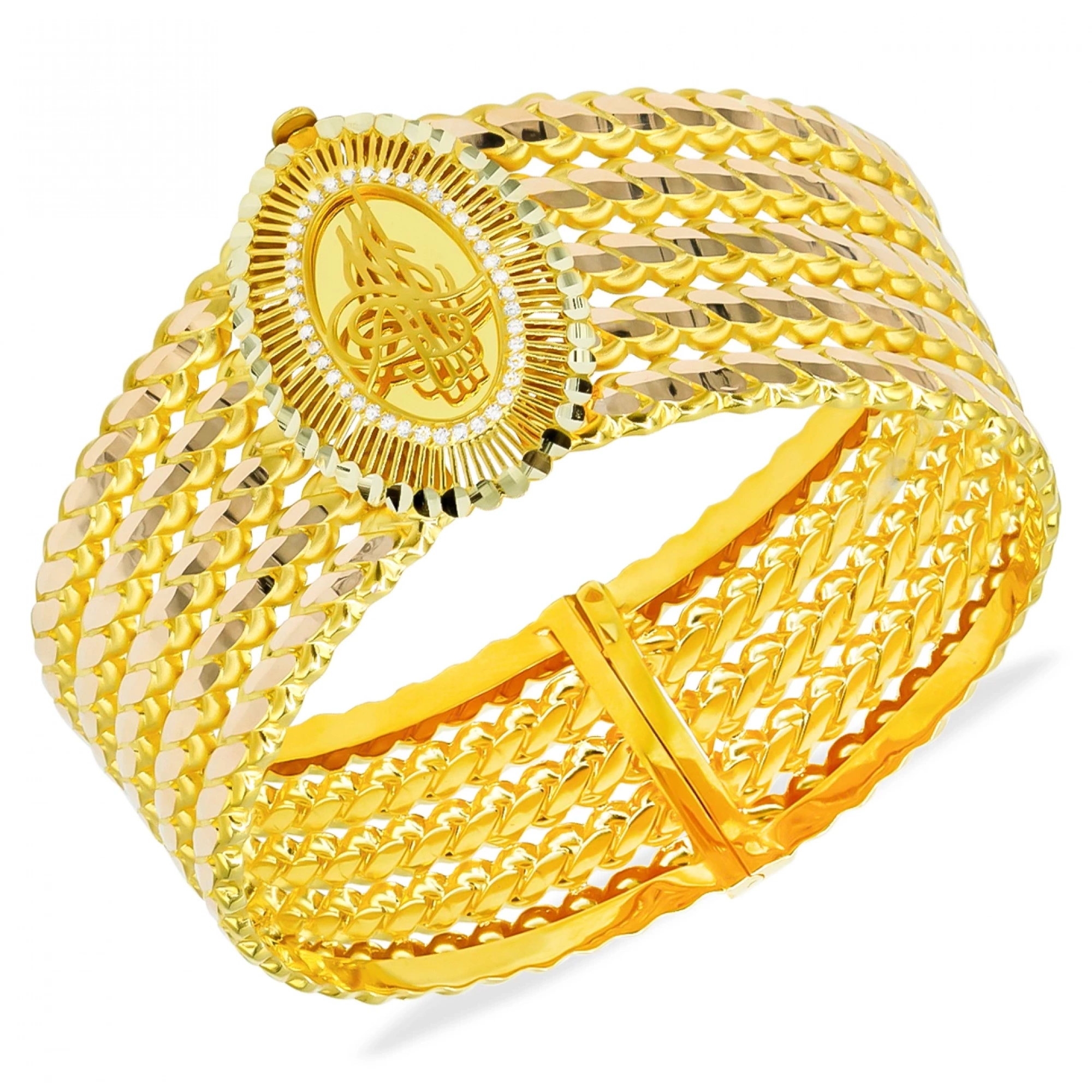 Pullu Tuğralı 14 Ayar Kelepçe Bilezik